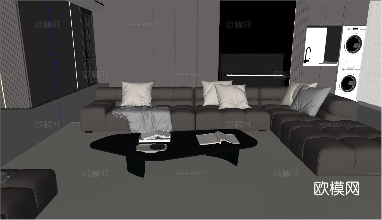 意式 家装 室内简约 轻奢风 格餐厅 客厅 卧室设计su模型