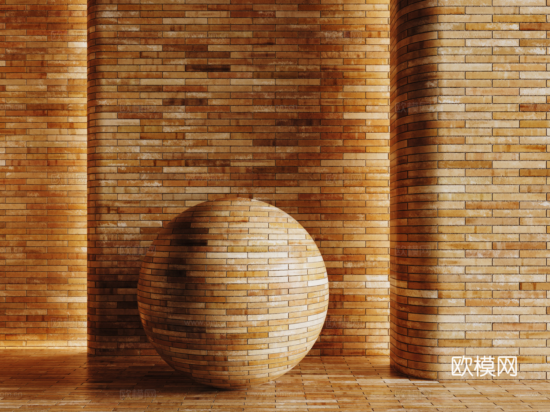 现代砖墙 黄色砖墙 仿古砖墙 文化砖墙 工业砖墙su模型