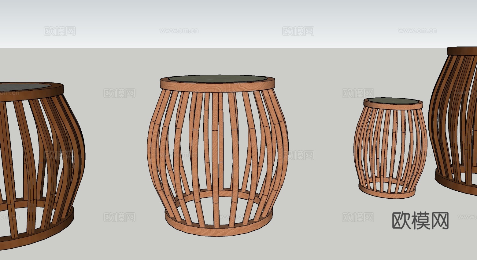 简约中式凳子椅子中式su模型