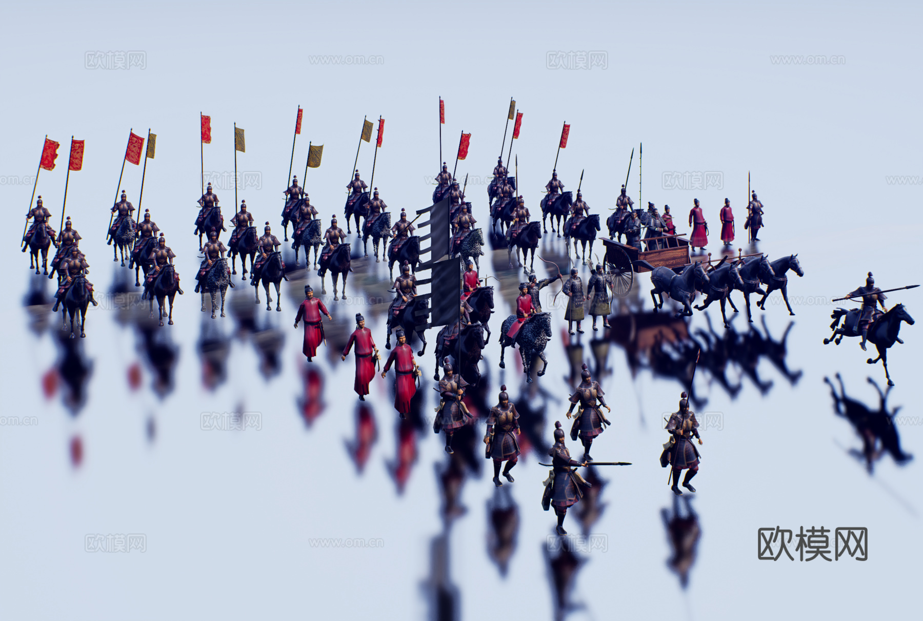 怀旧复古兵马俑博物馆马车su模型