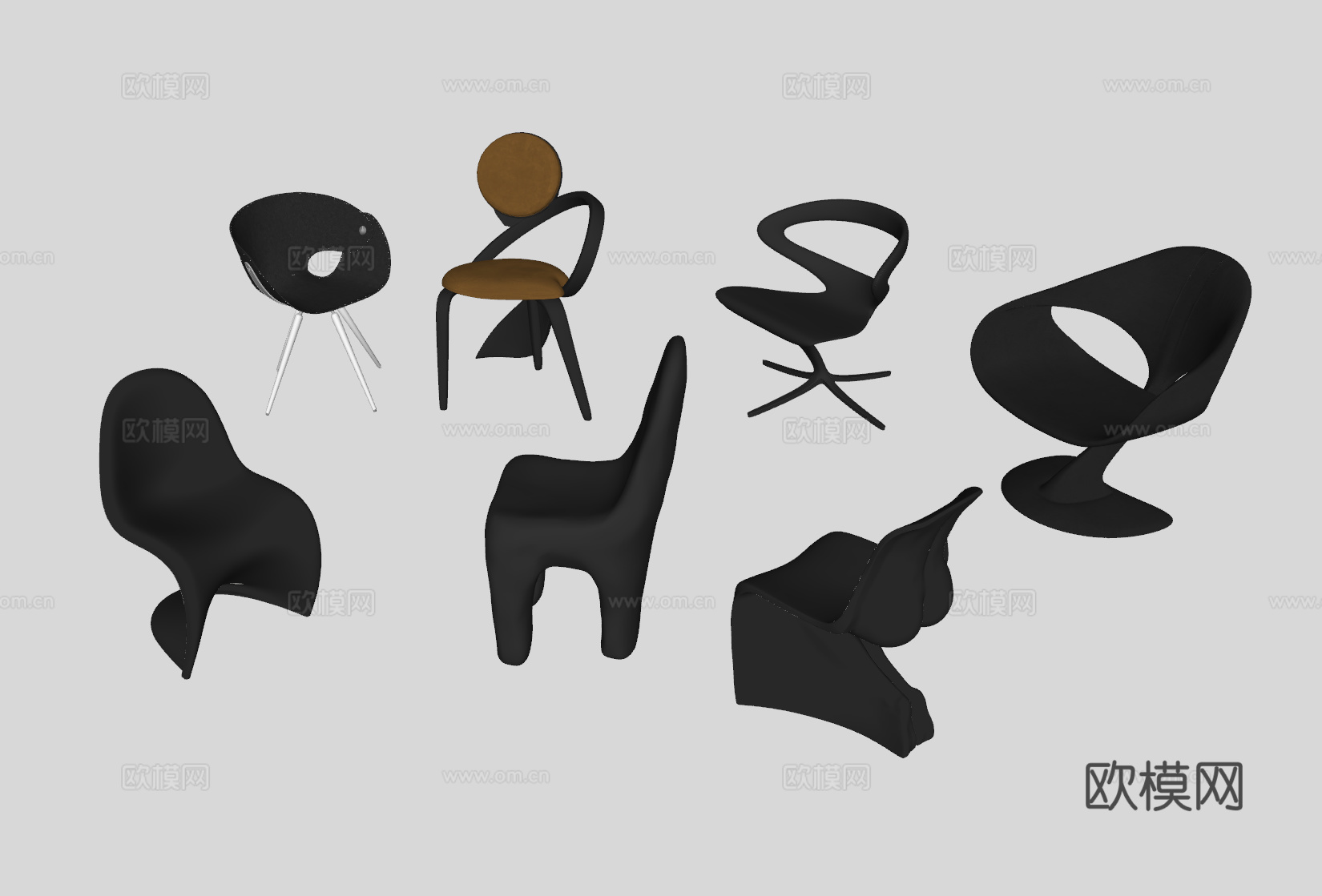 现代单椅su模型