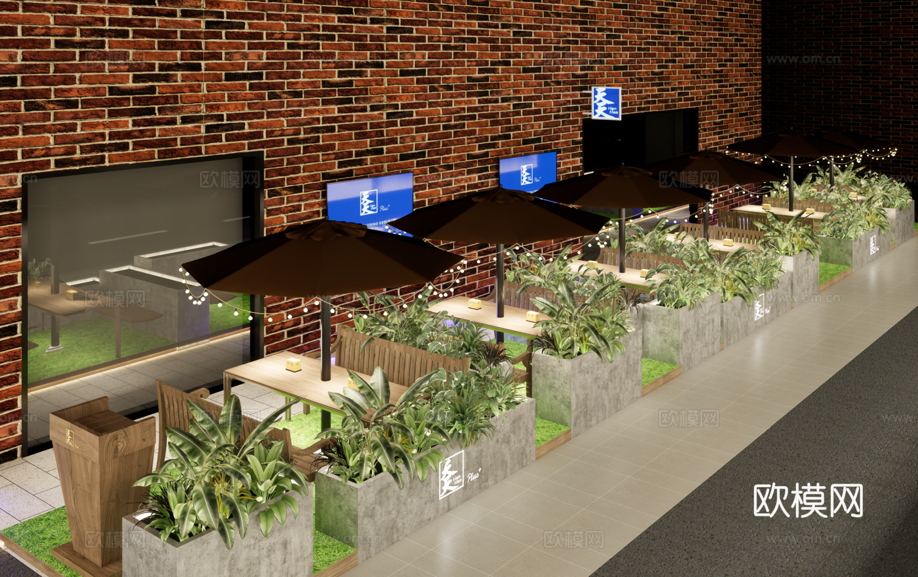 工业复古风商业外摆su模型