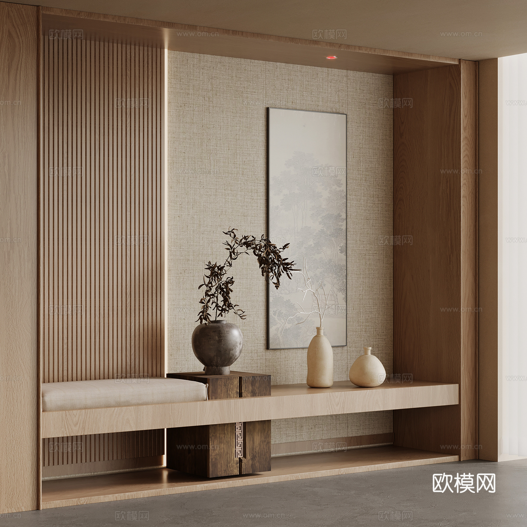 新中式小景观 端景 卡座su模型