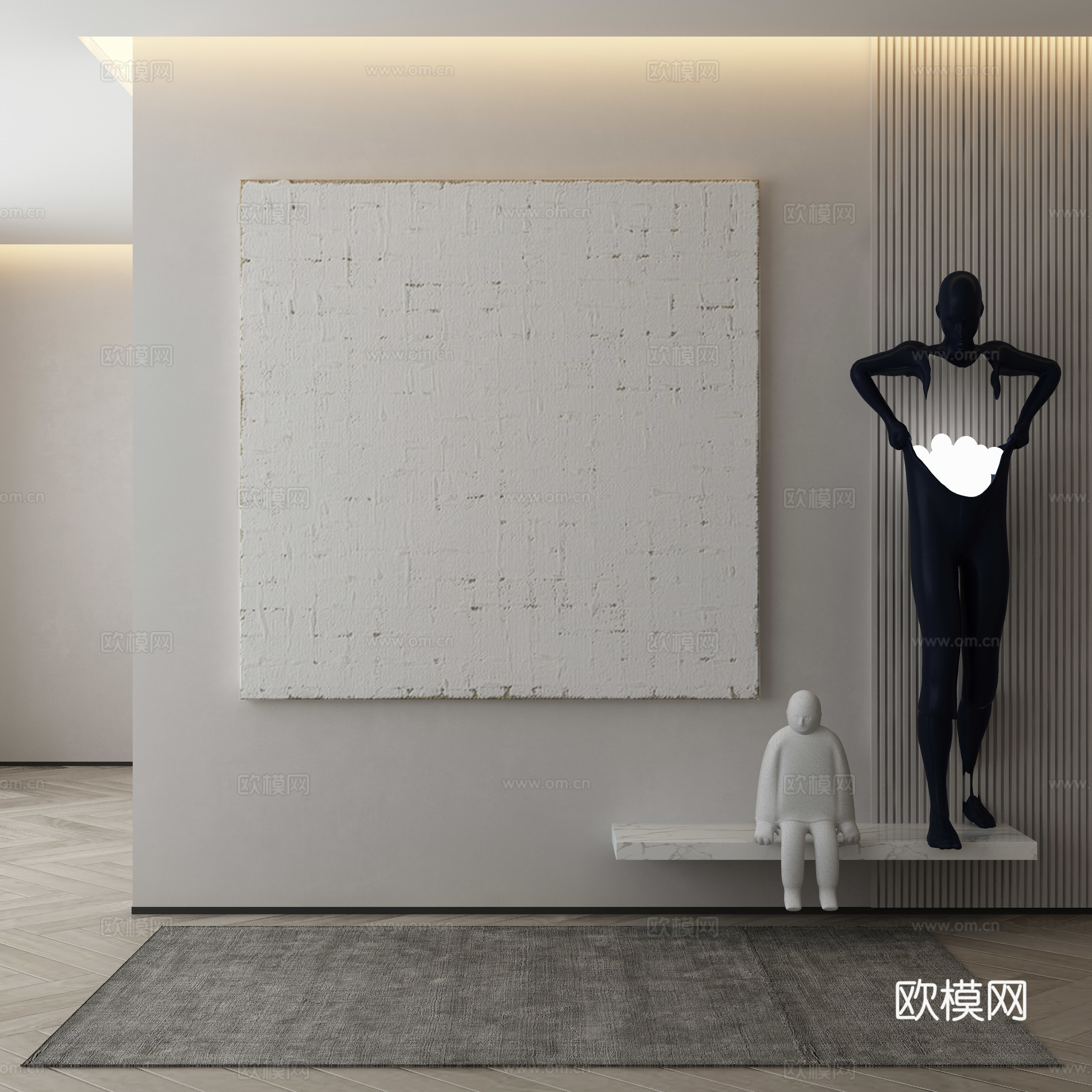 现代简约抽象挂画3d模型