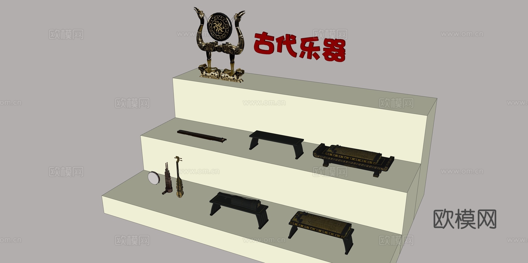 怀旧复古博物馆展示su模型