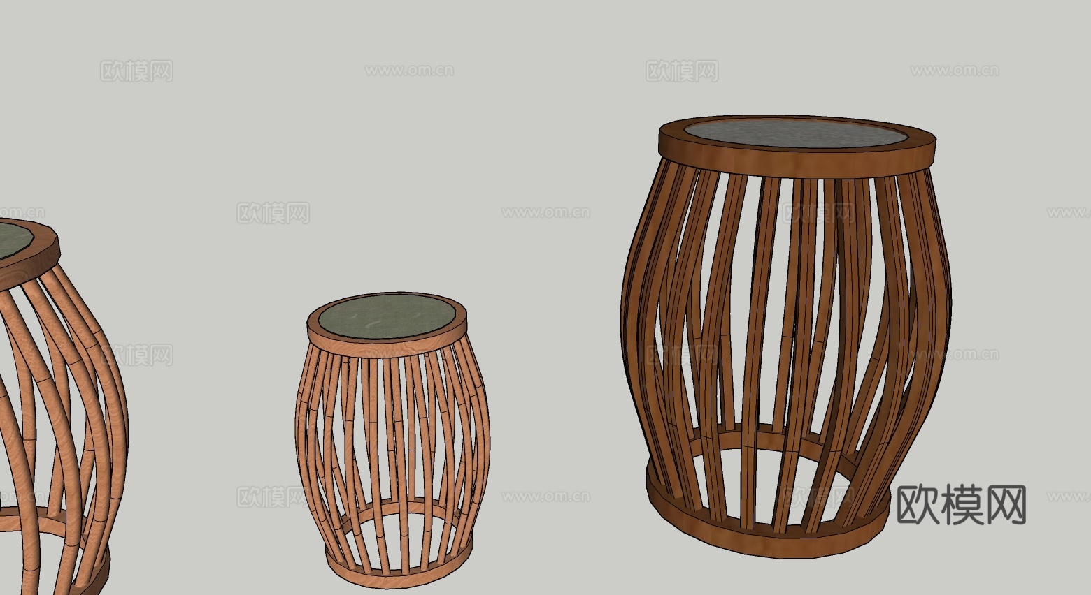 简约中式凳子椅子中式su模型