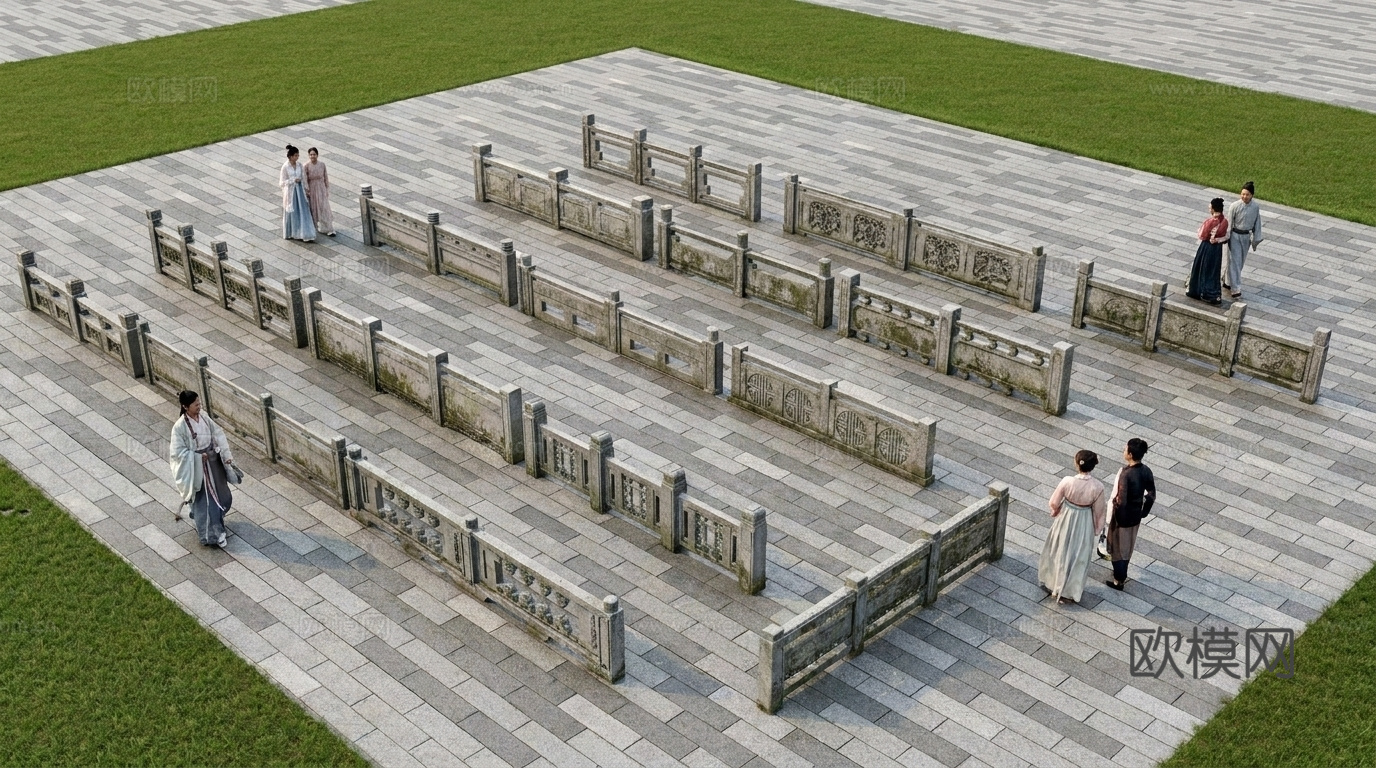 最全中式石栏杆su模型