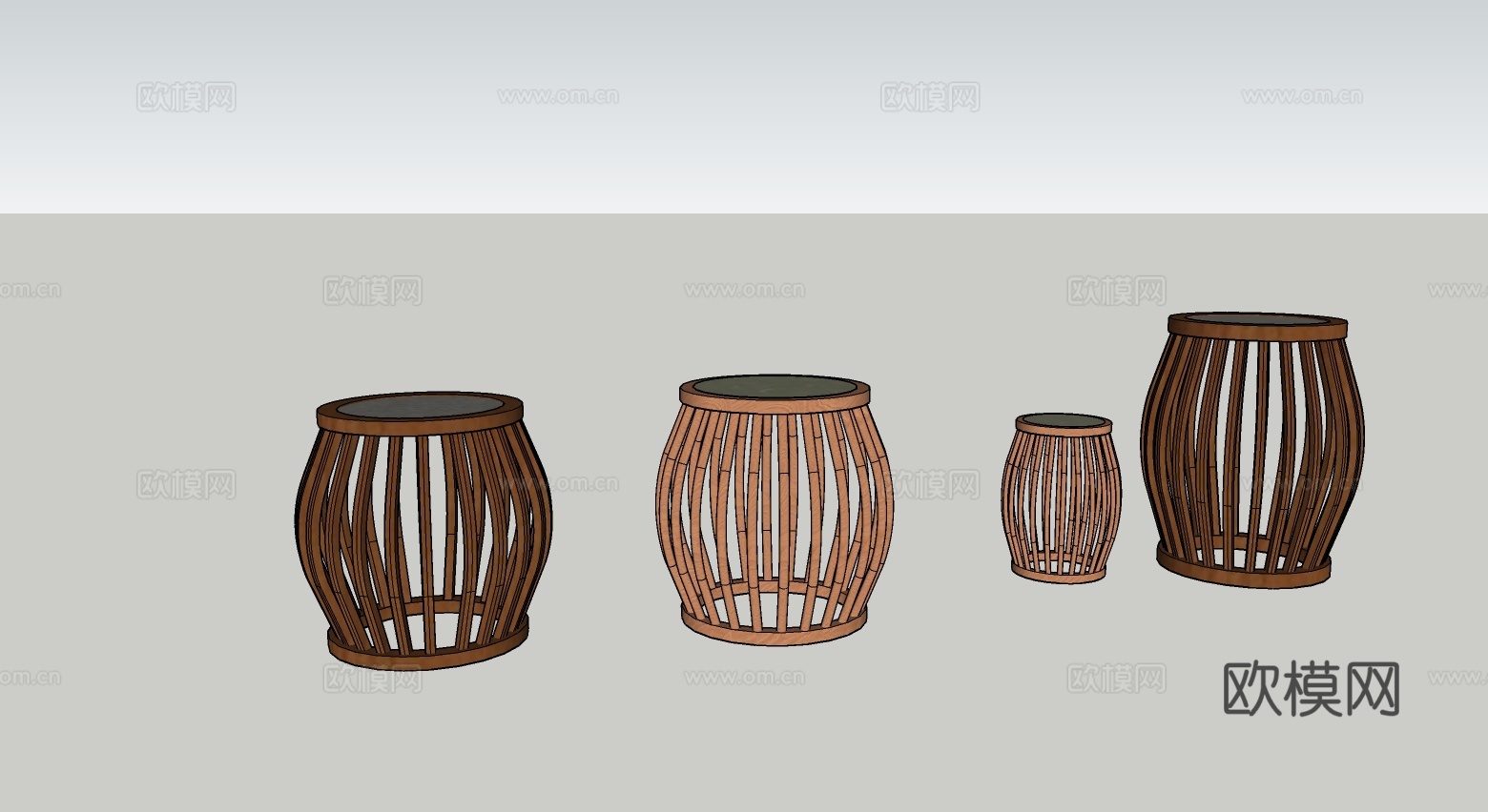 简约中式凳子椅子中式su模型