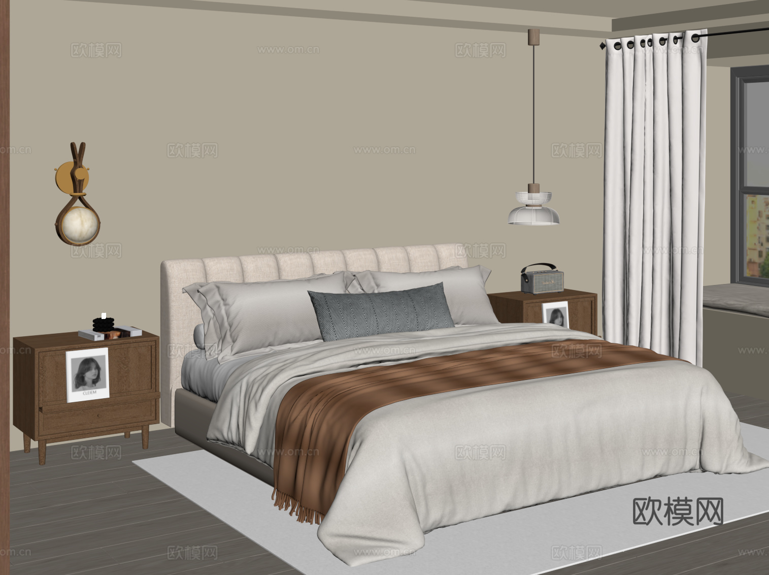 中古风卧室su模型