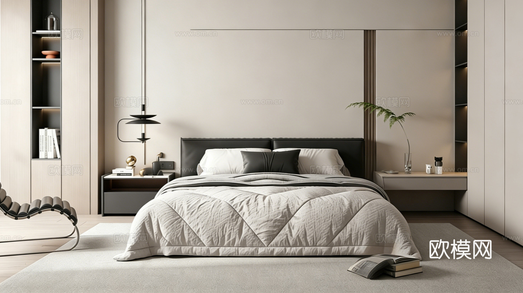 意式 家装 室内简约 轻奢风 格餐厅 客厅 卧室设计su模型