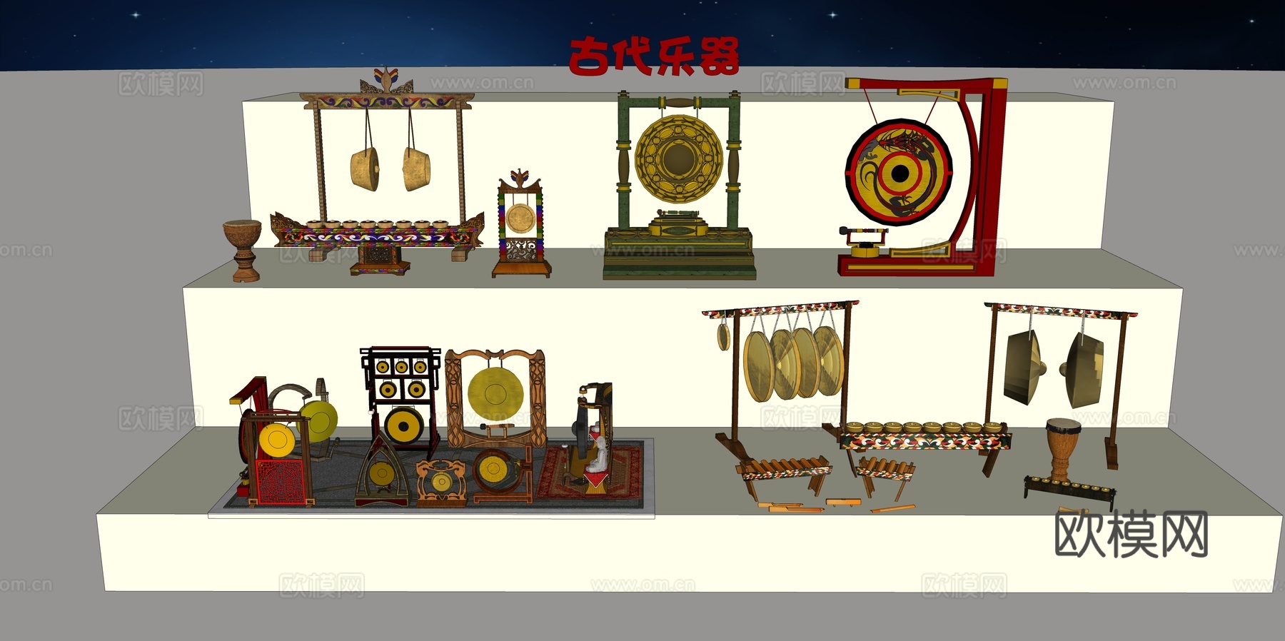 怀旧复古博物馆展示su模型