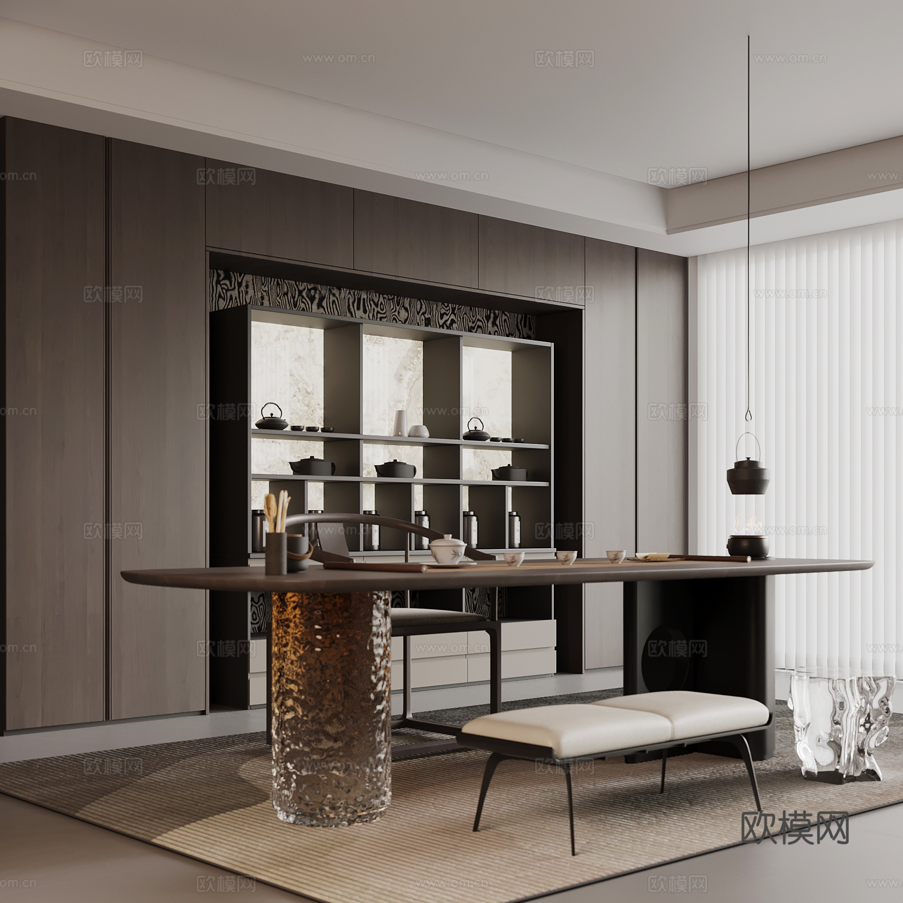 现代茶室 茶桌椅 书房3d模型