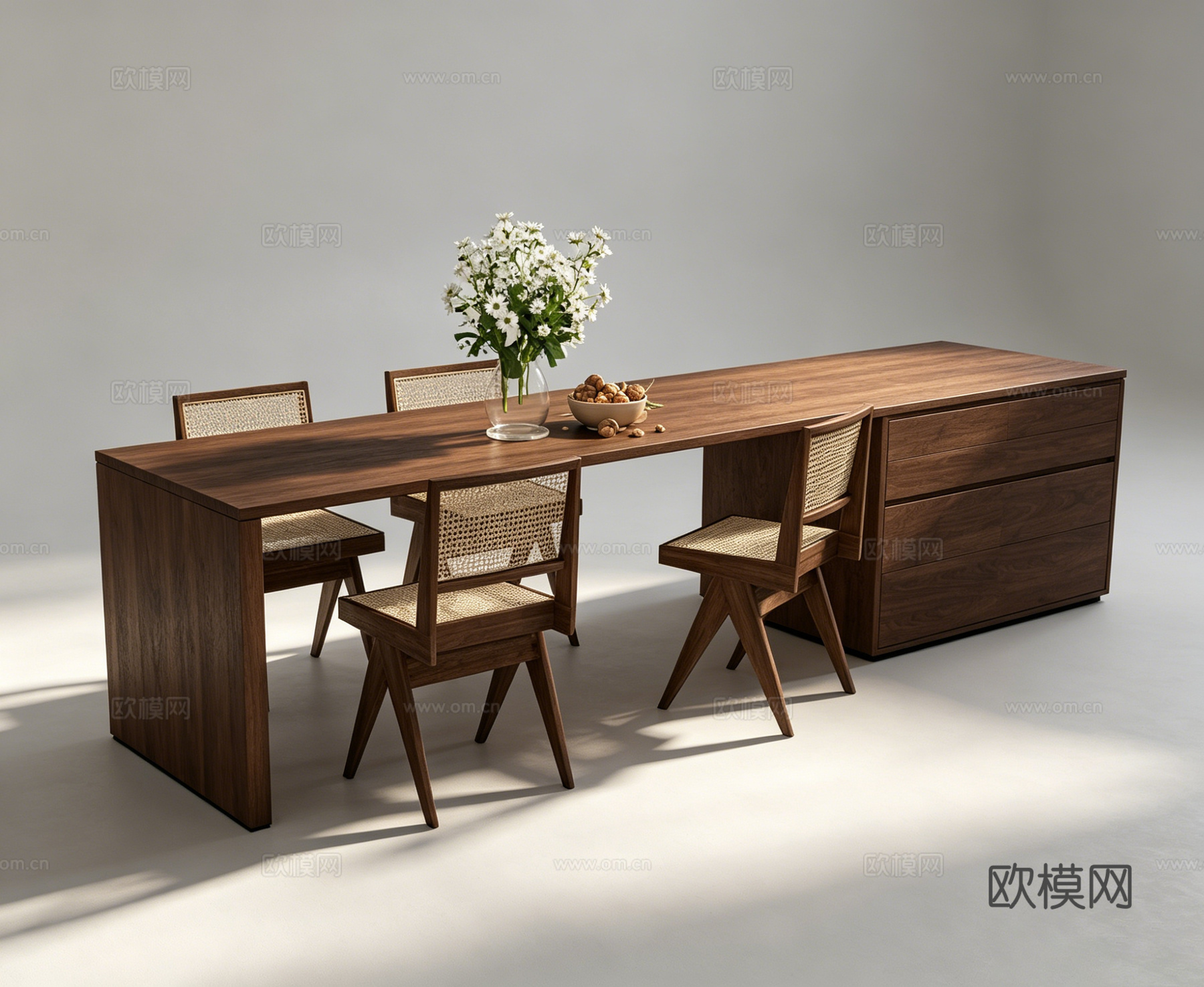 侘寂休闲桌椅su模型