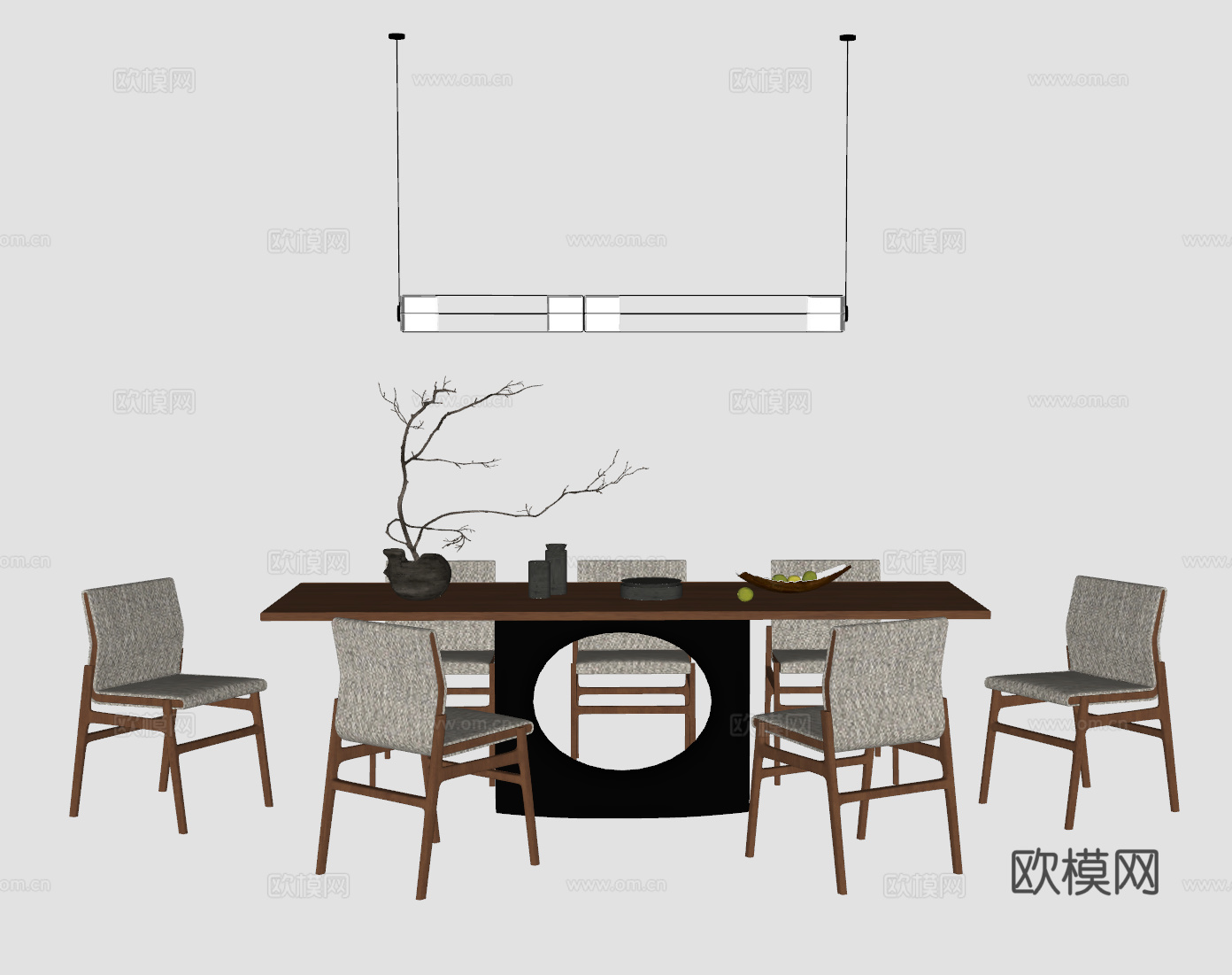 中古风餐桌书桌su模型