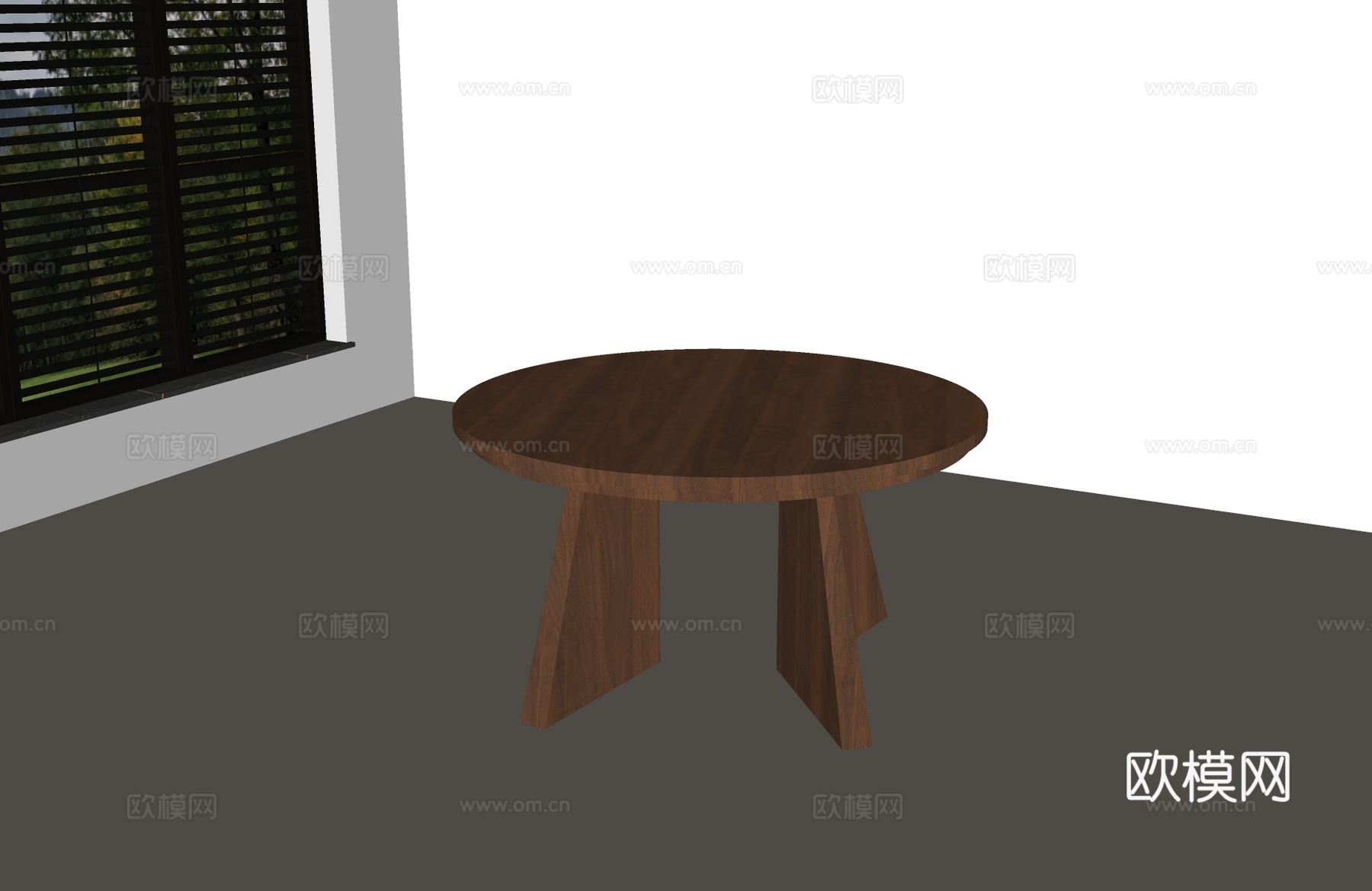现代中古餐桌 中古风餐桌 中古风圆桌 现代中古圆桌 现代圆桌su模型