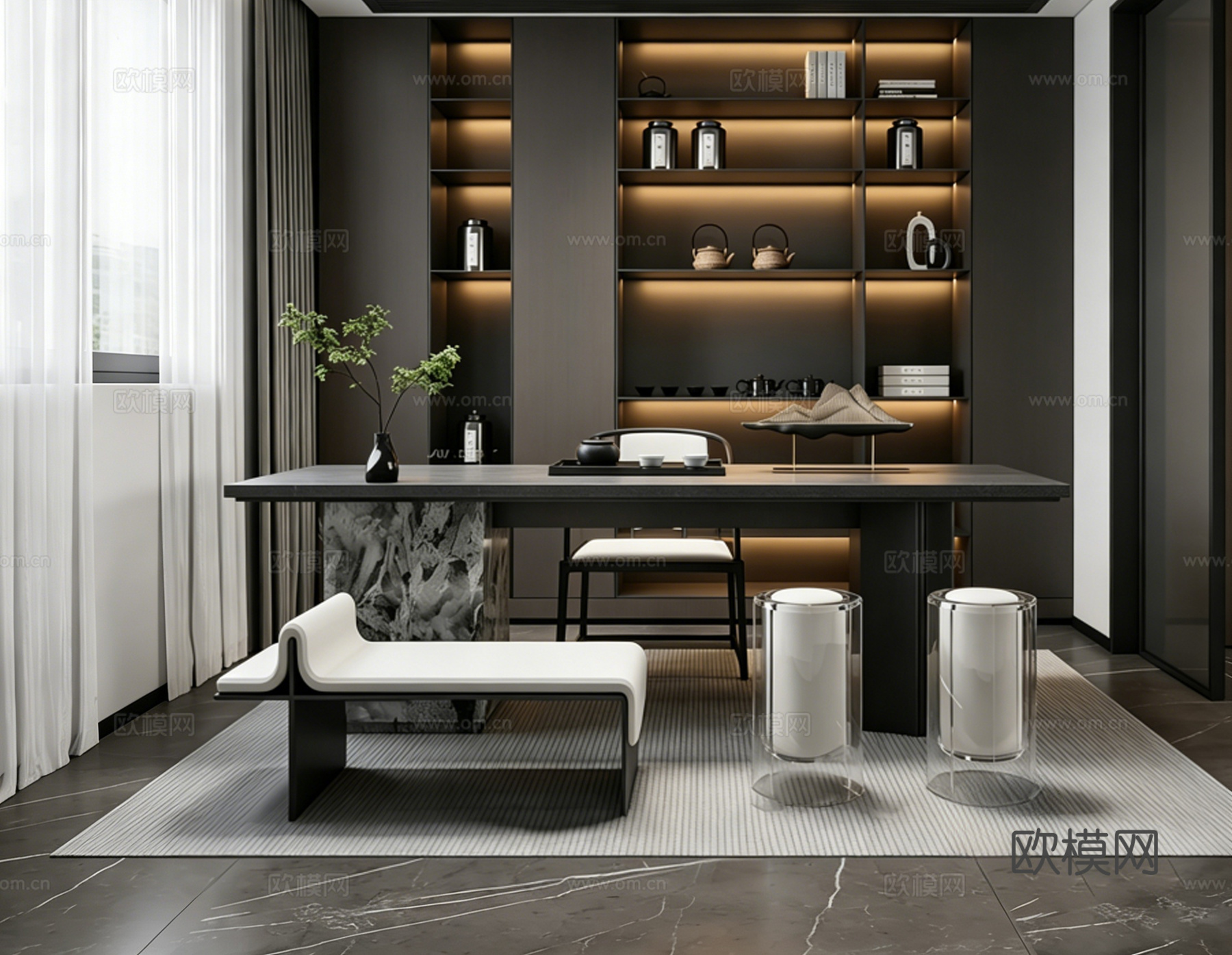 意式 家装 室内简约 轻奢风 格餐厅 客厅 卧室设计su模型