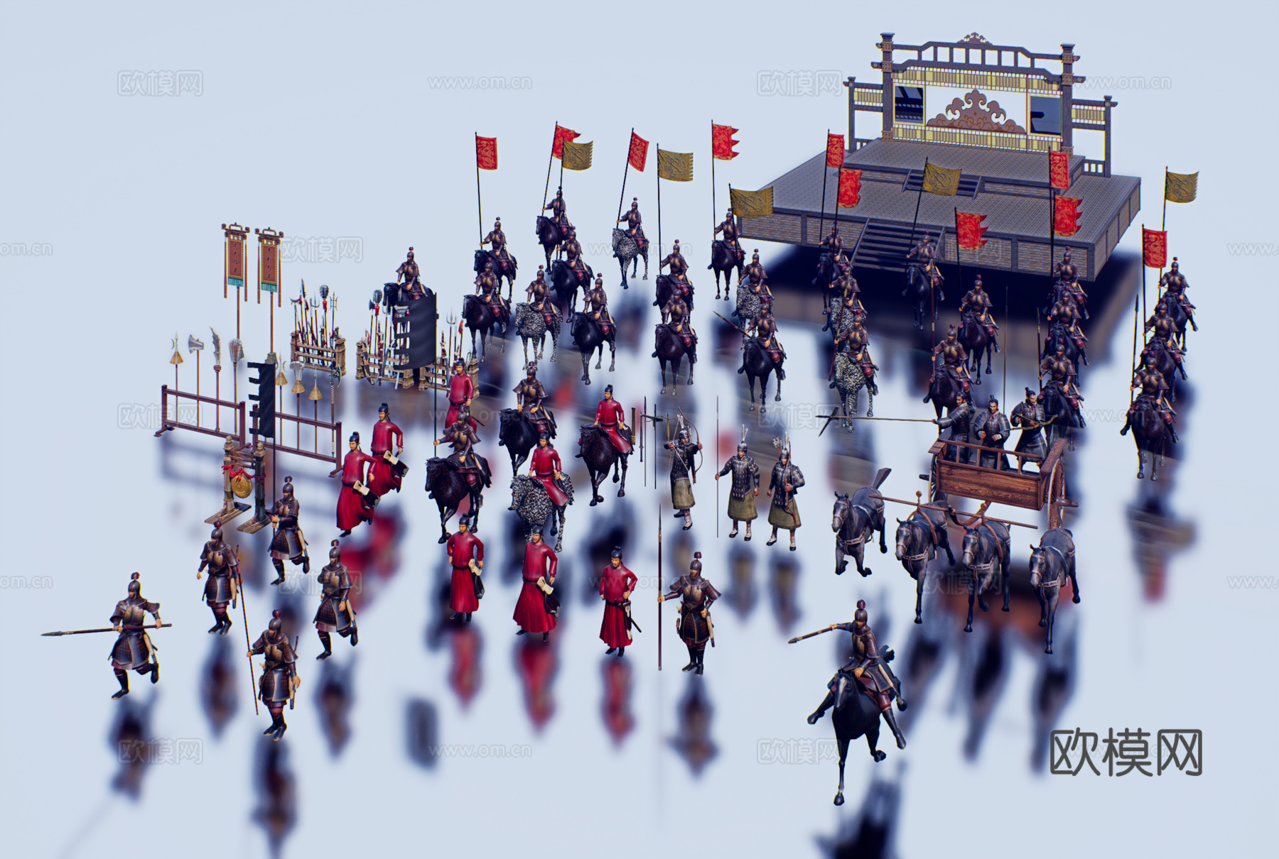 怀旧复古兵马俑博物馆马车su模型