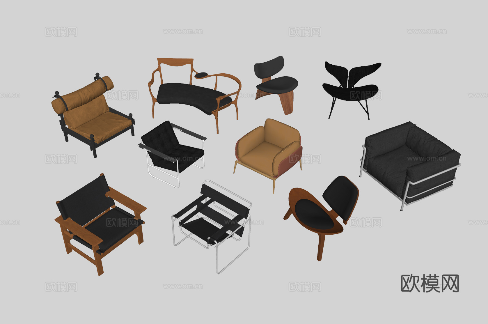 现代单椅休闲椅su模型