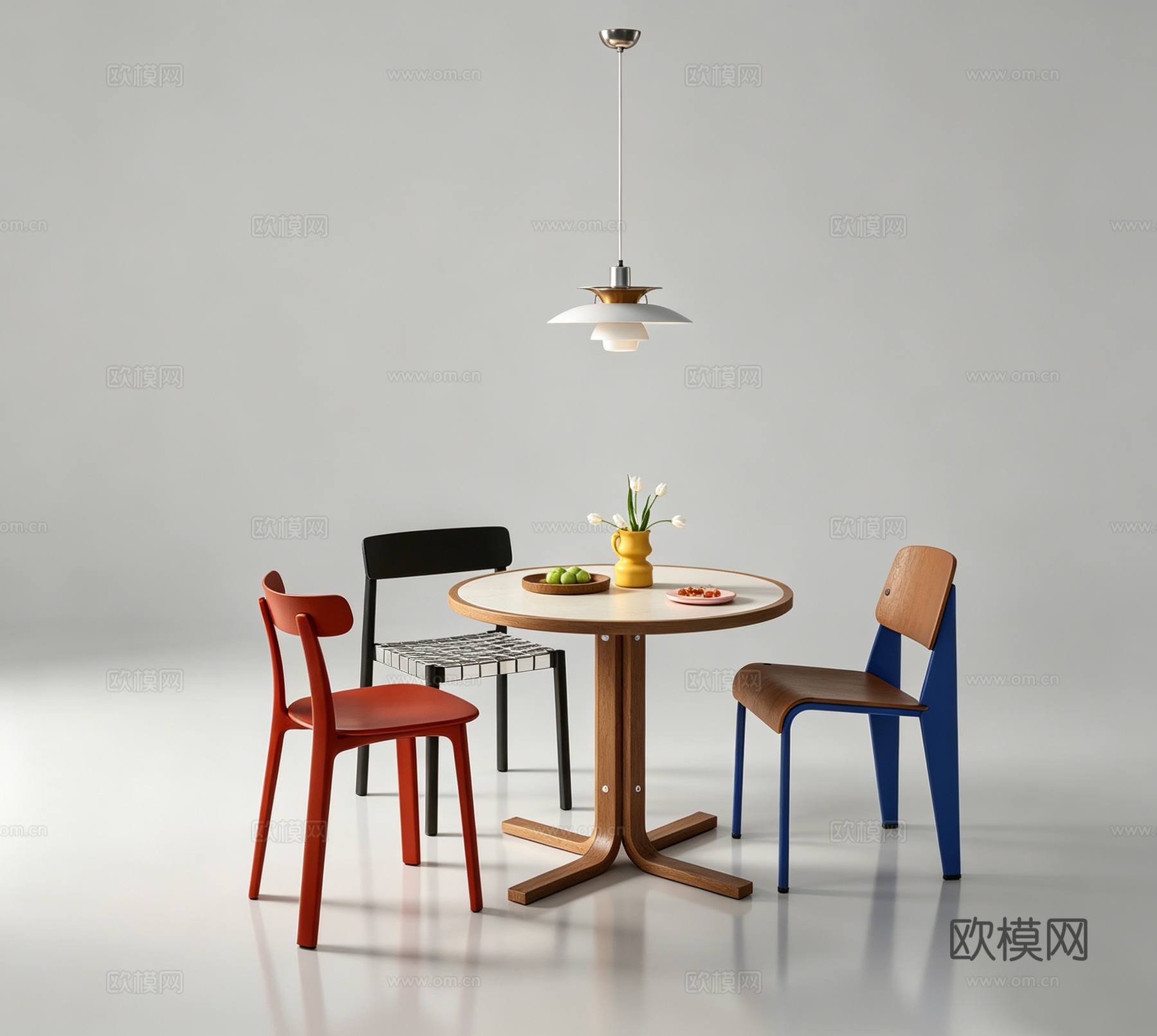 现代餐桌休闲桌椅su模型