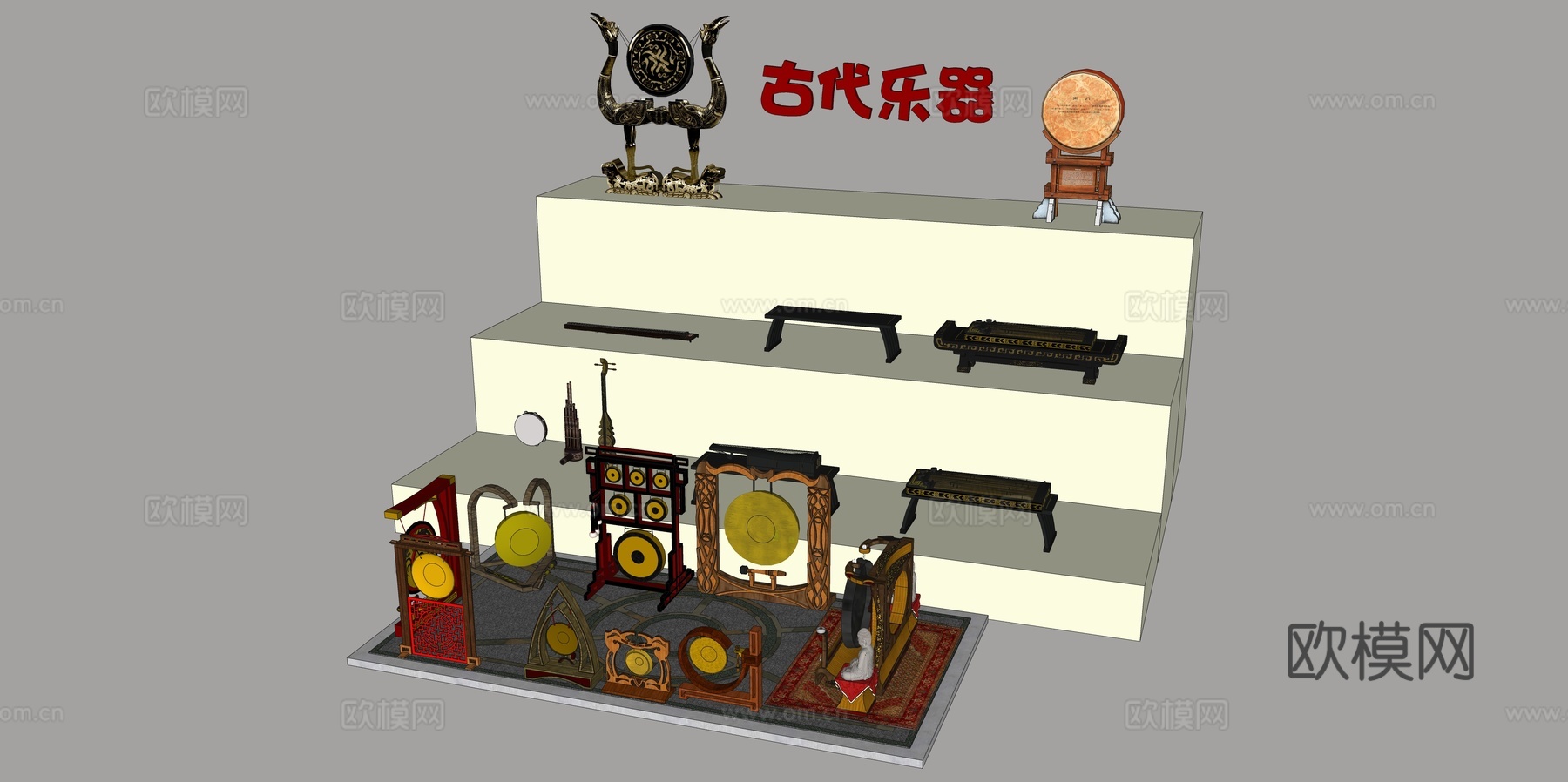 怀旧复古博物馆展示su模型