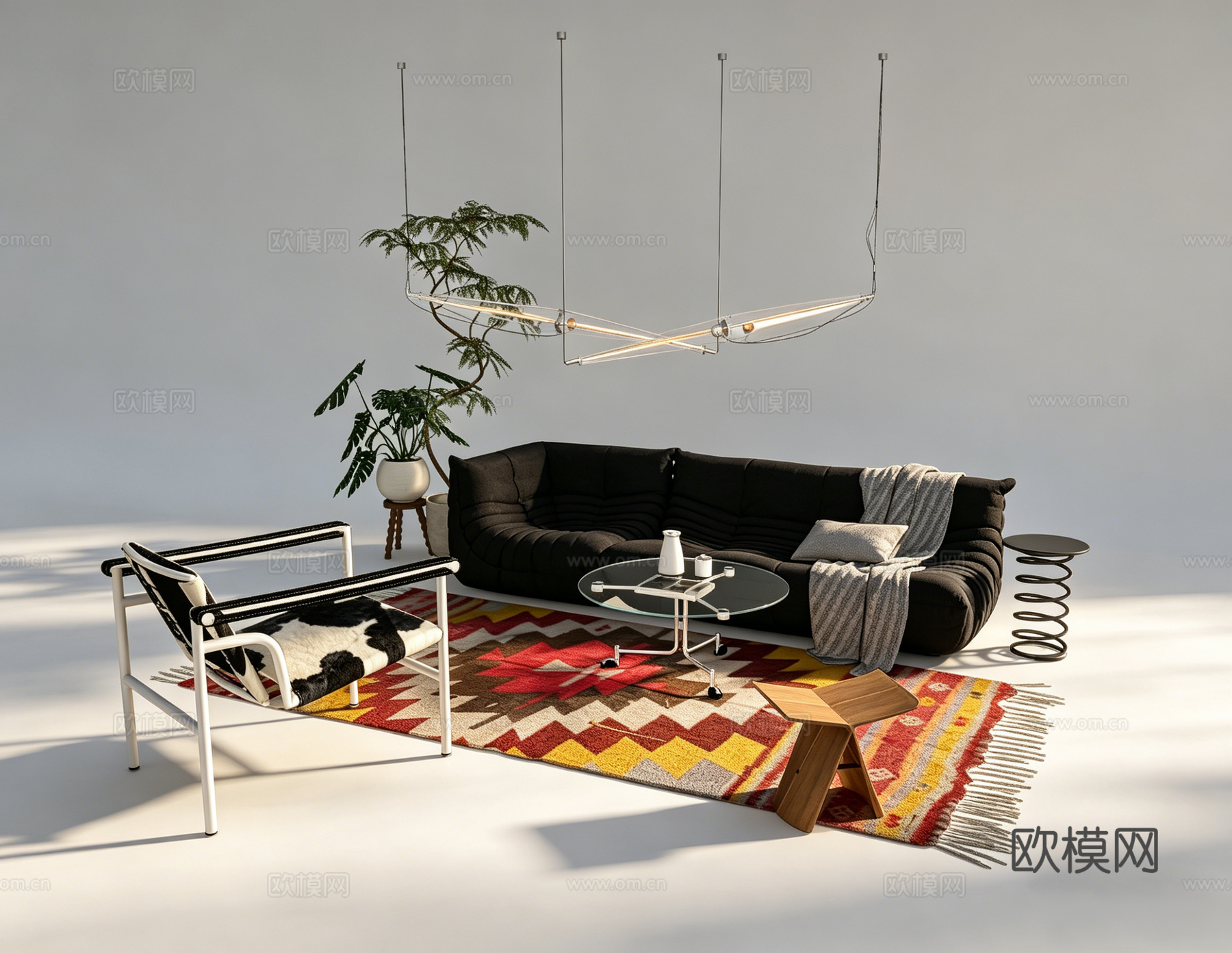 现代客厅组合沙发su模型