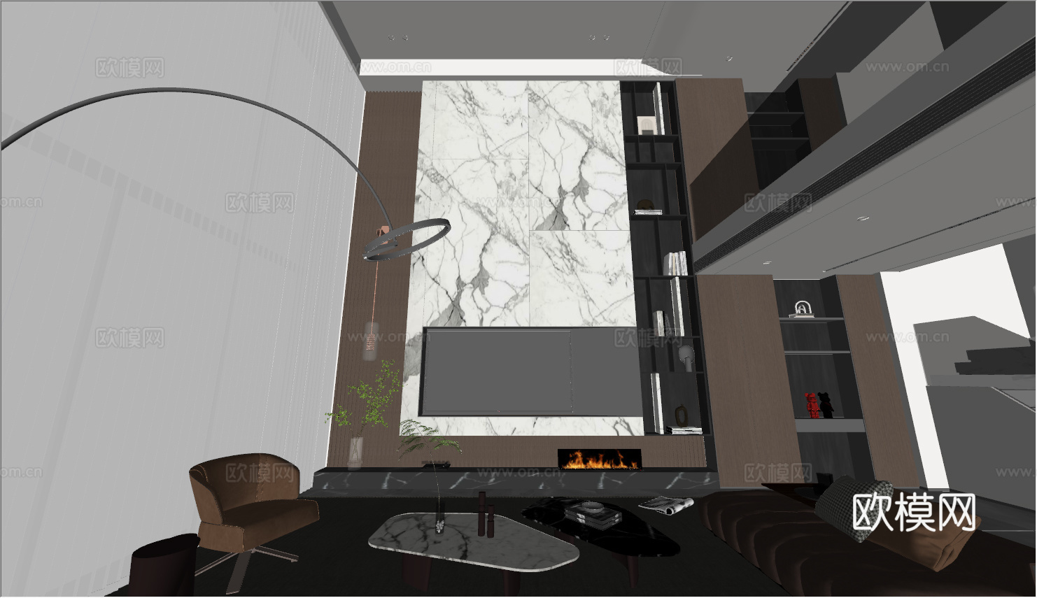 意式 家装 室内简约 轻奢风 格餐厅 客厅 卧室设计su模型