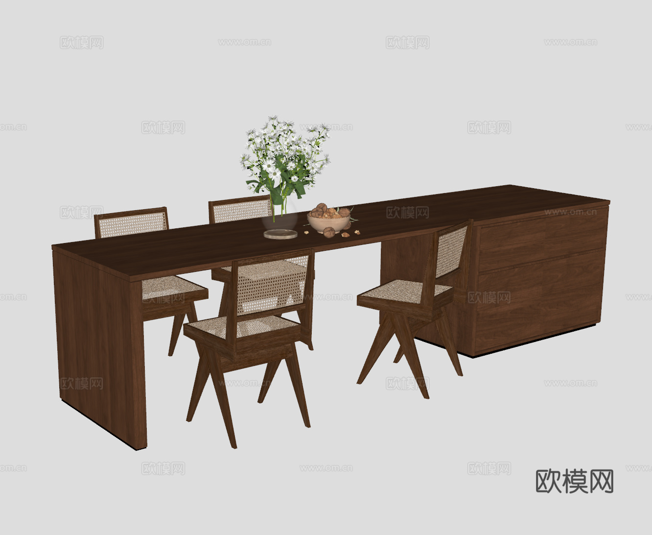 侘寂休闲桌椅su模型