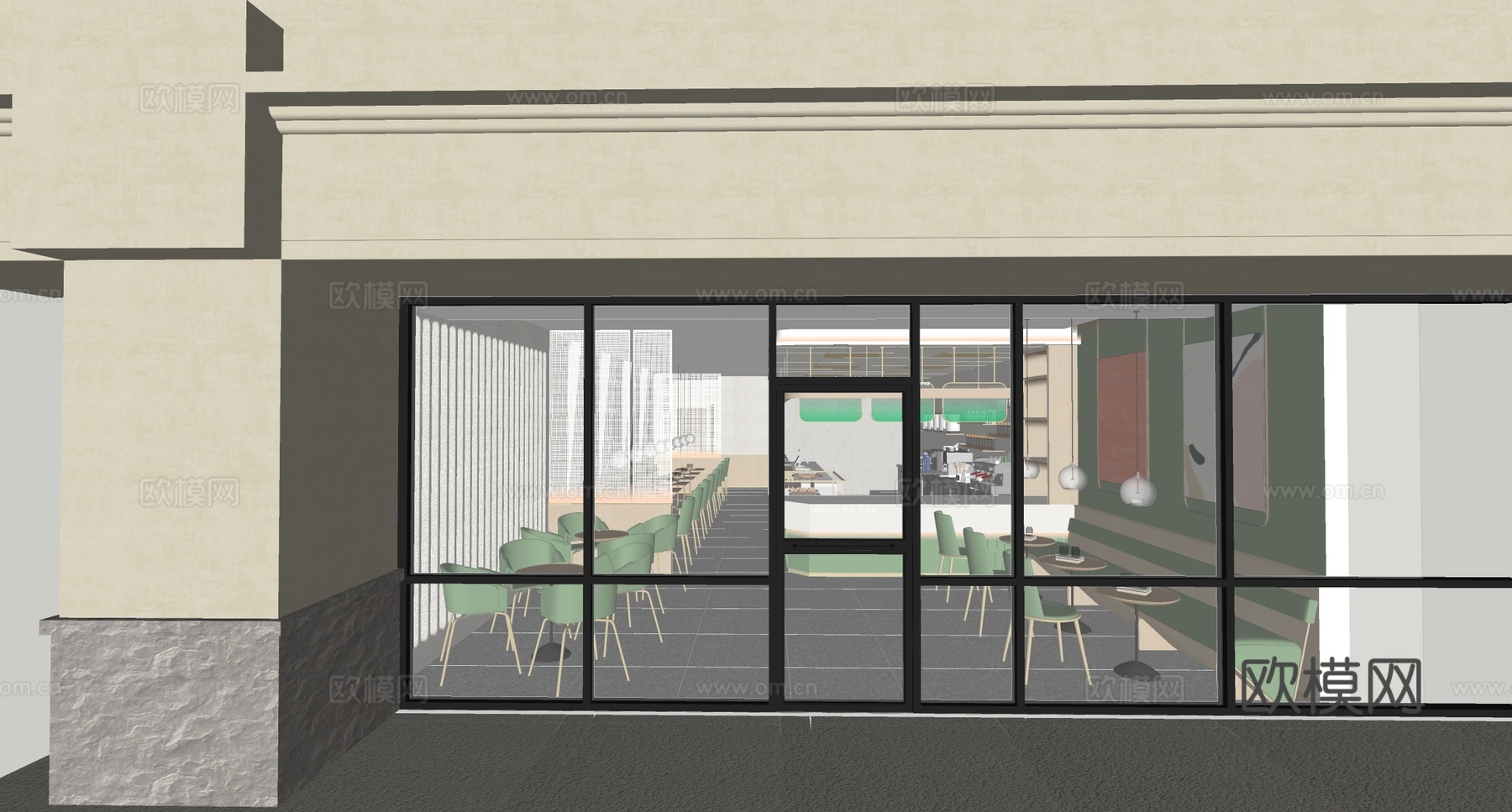 现代咖啡厅 咖啡厅门头su模型