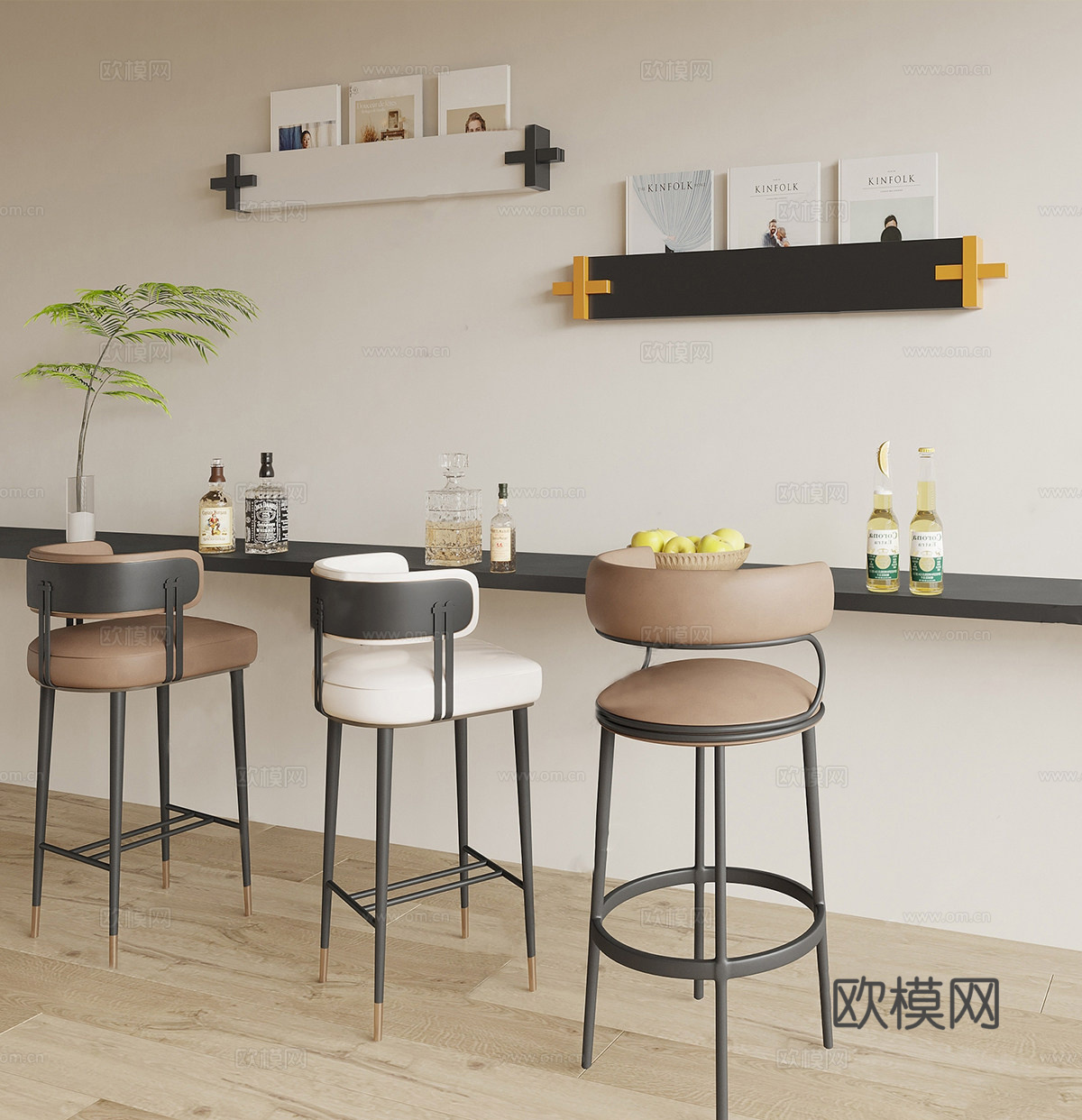 现代吧台椅 椅子 单椅su模型