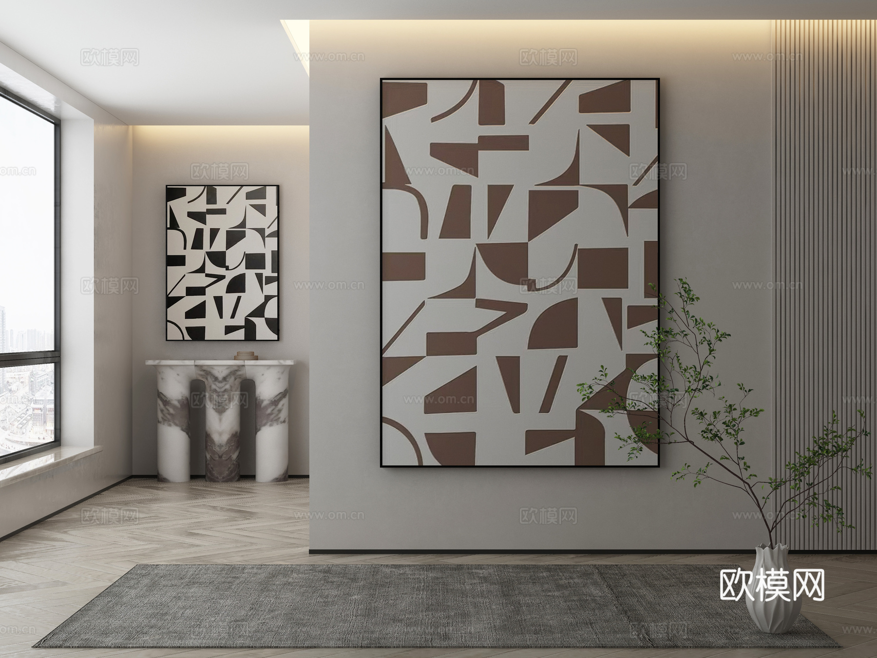 现代简约抽象挂画3d模型
