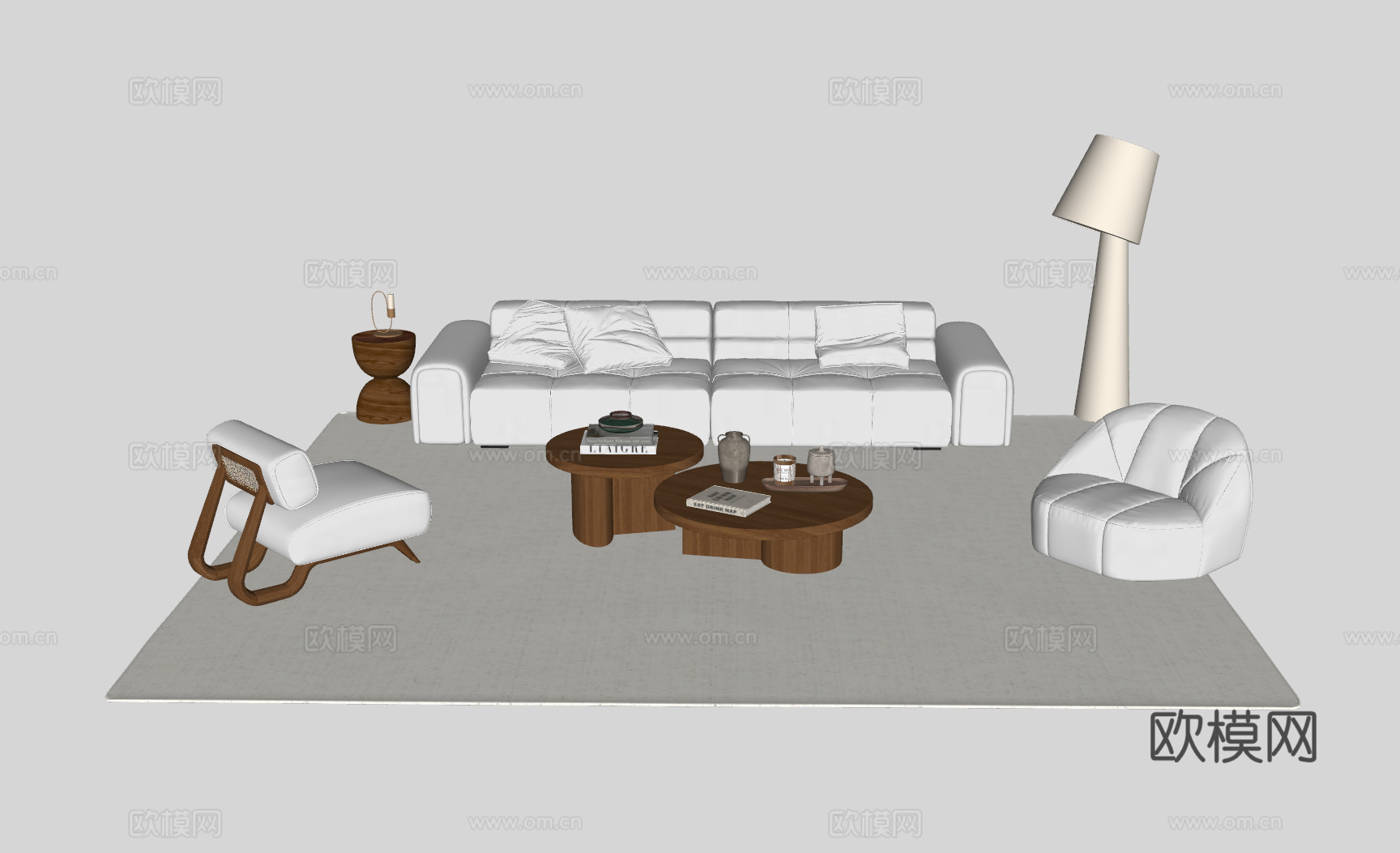 中古风客厅沙发组合su模型
