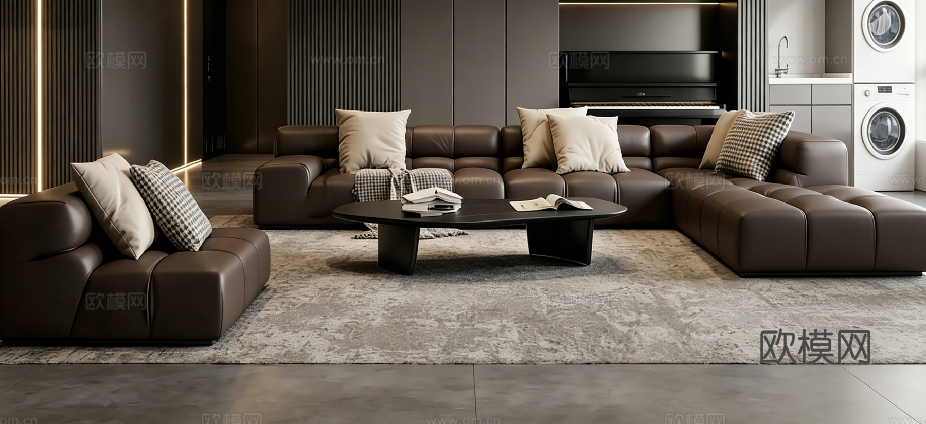 意式 家装 室内简约 轻奢风 格餐厅 客厅 卧室设计su模型