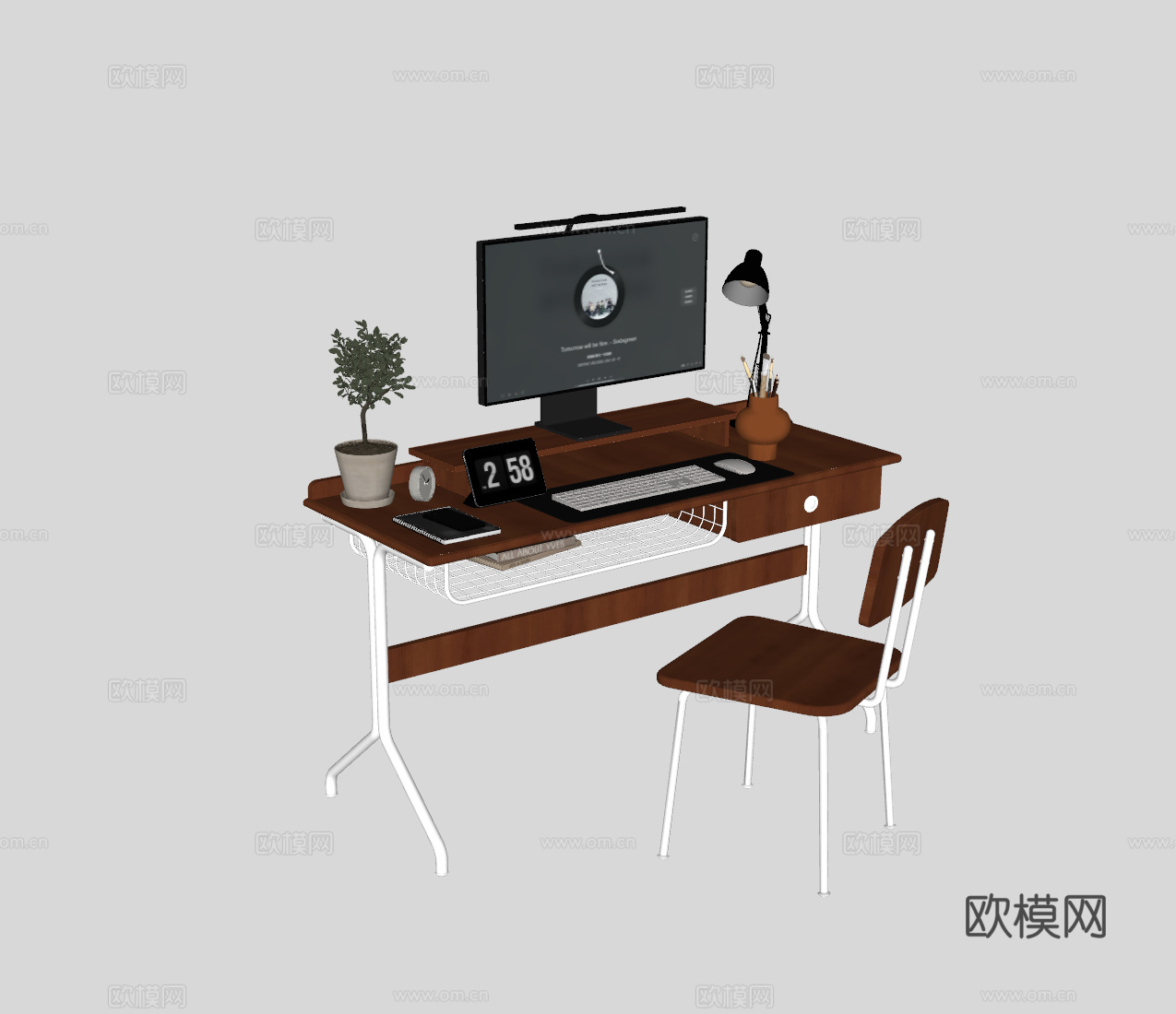 中古风书桌su模型