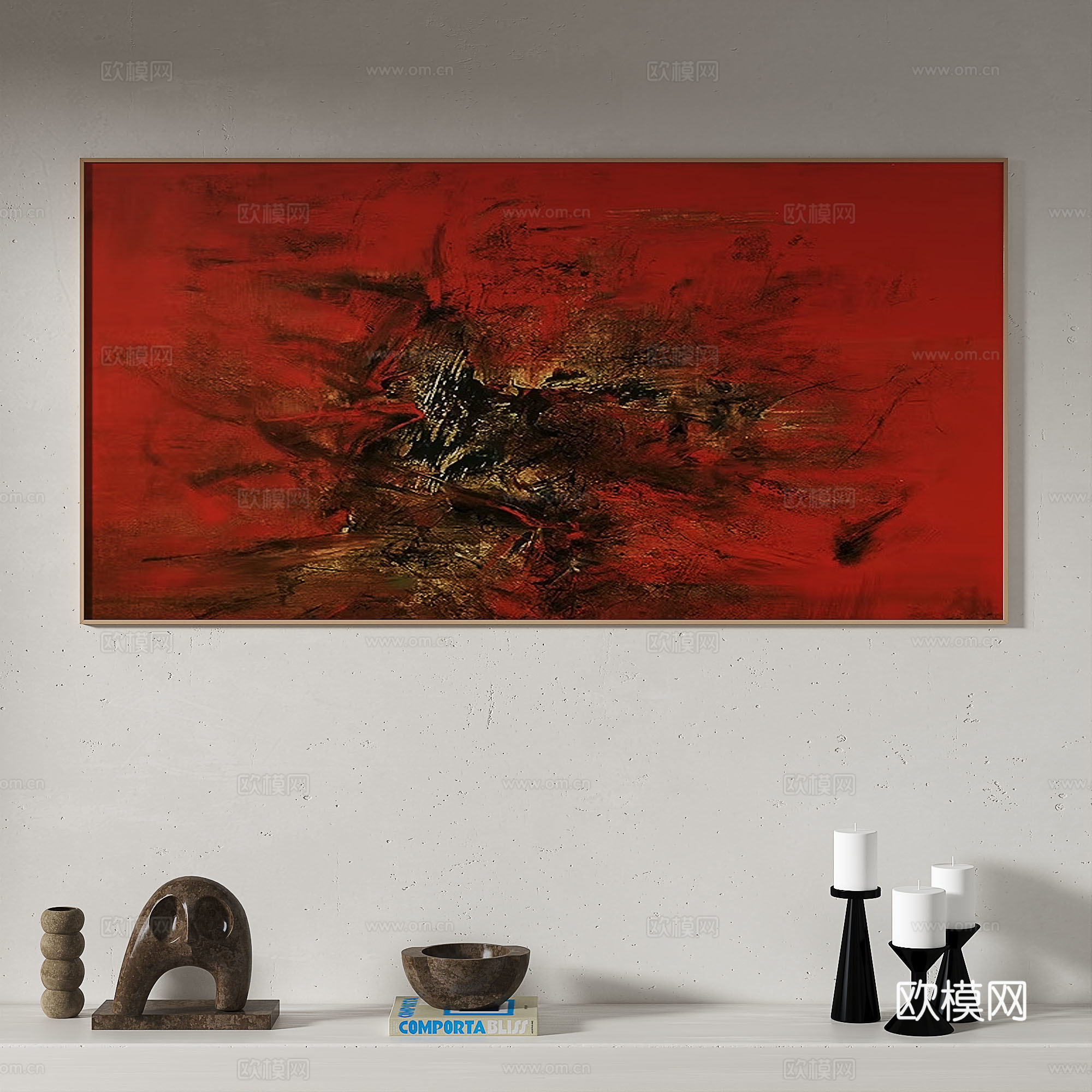 现代，侘寂，简约，复古，抽象，挂画3d模型