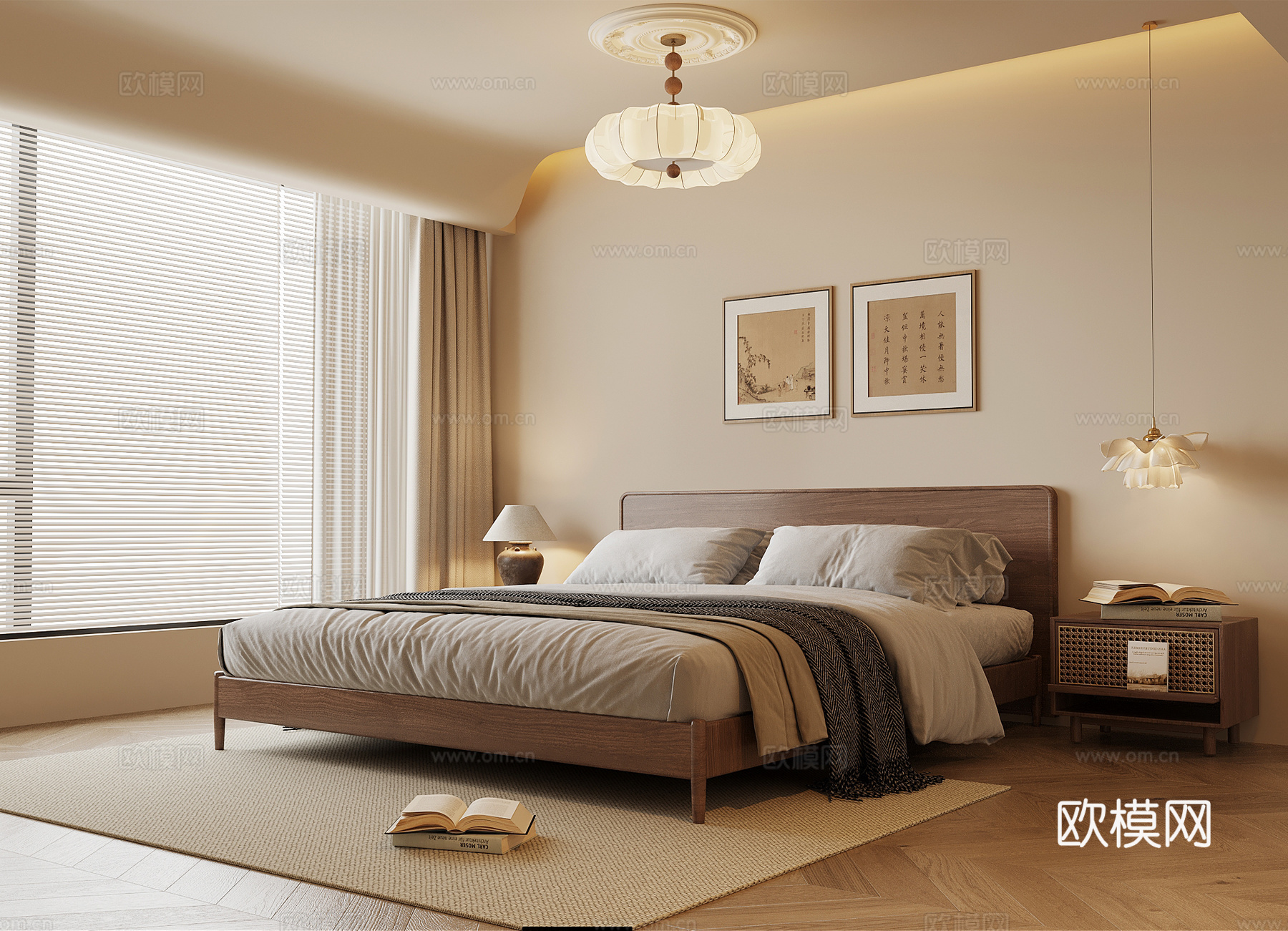 中古风卧室su模型