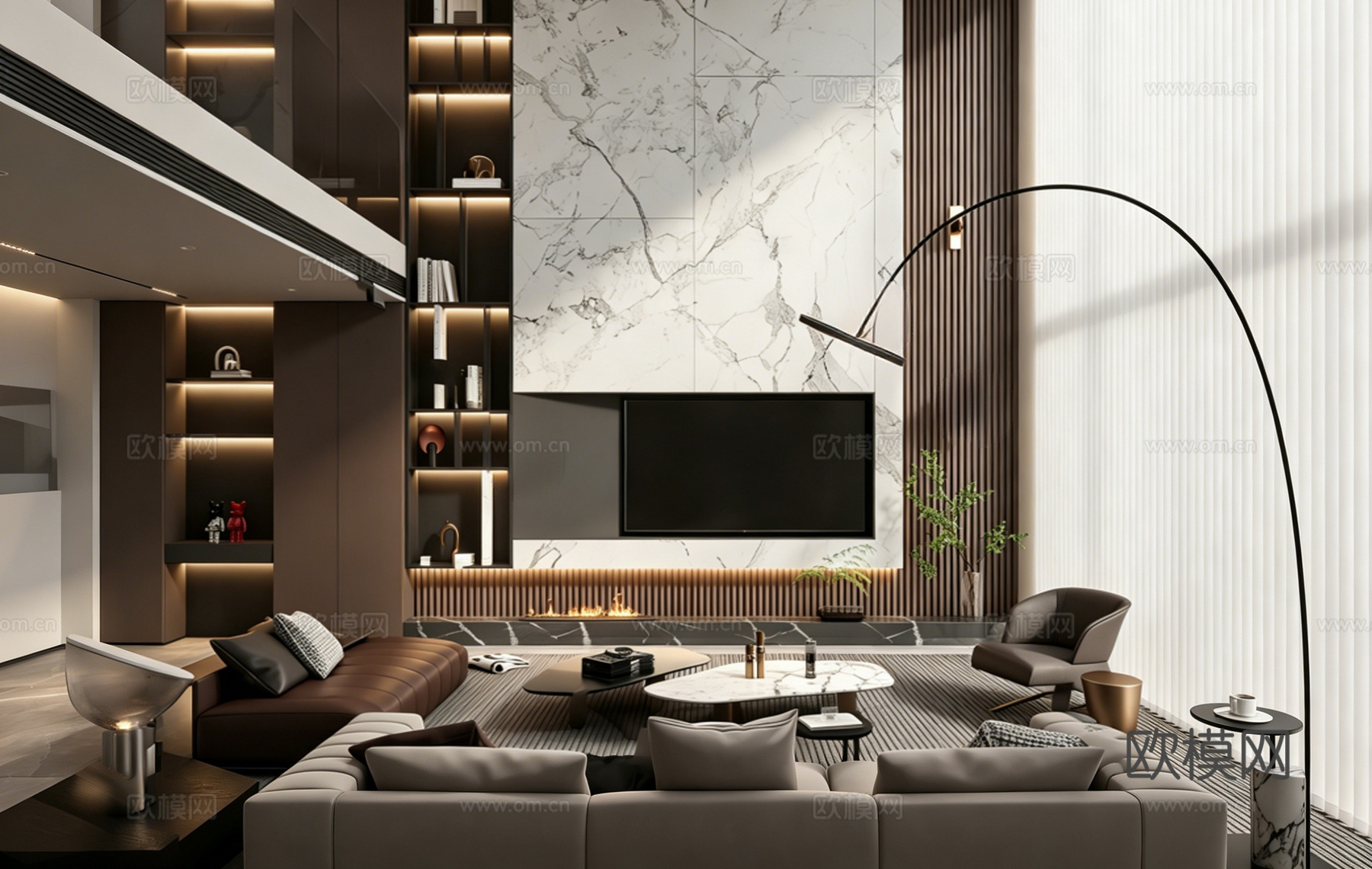 意式 家装 室内简约 轻奢风 格餐厅 客厅 卧室设计su模型