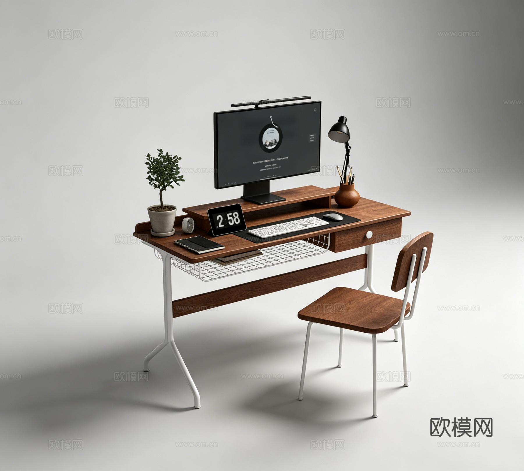 中古风书桌su模型