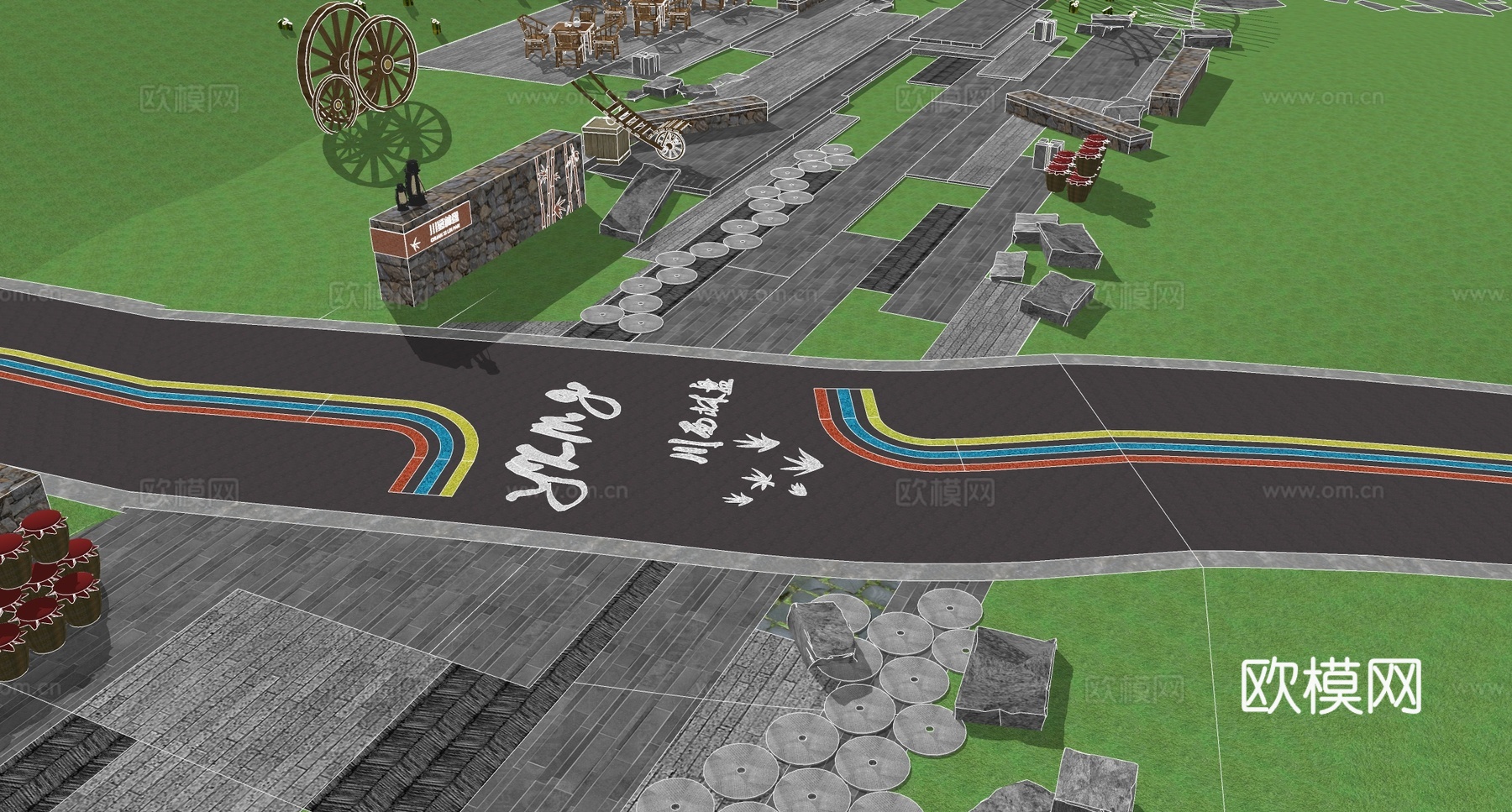 竹林夹道 竹林景观 乡村景观 文旅景观su模型