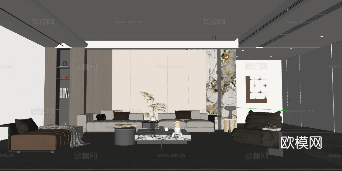 意式 家装 室内简约 轻奢风 格餐厅 客厅 卧室设计su模型