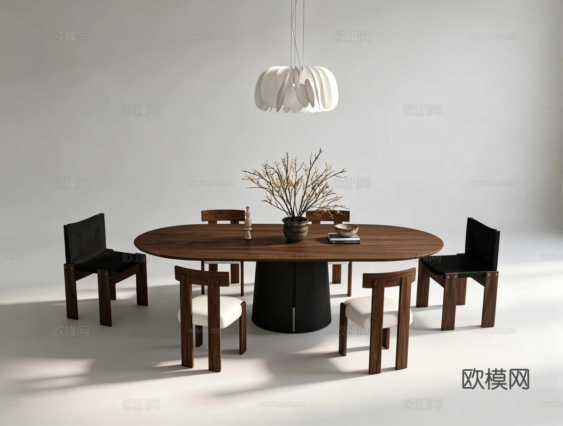 中古风餐桌书桌su模型