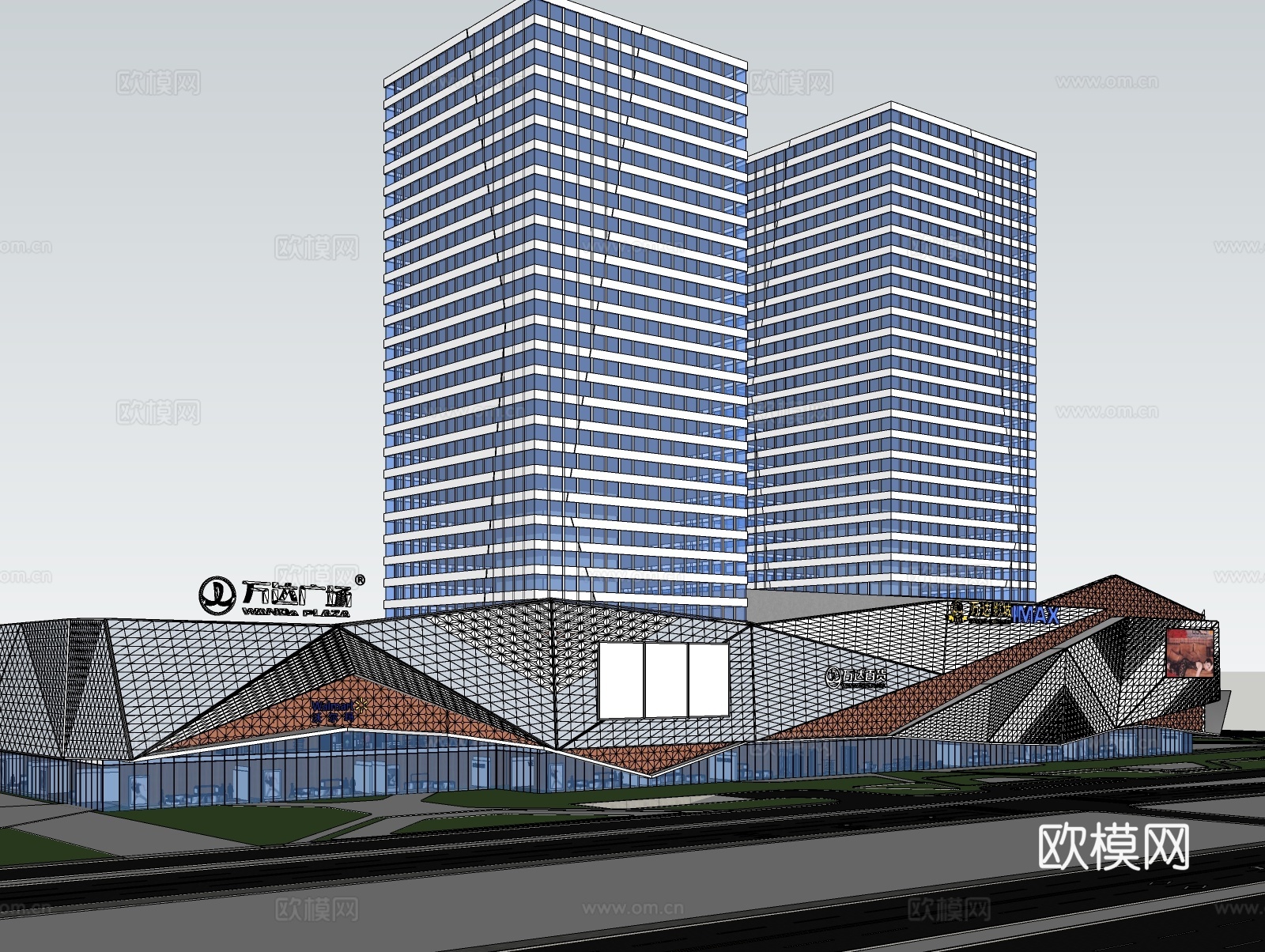 建筑及户外商业建筑商业综合体su模型