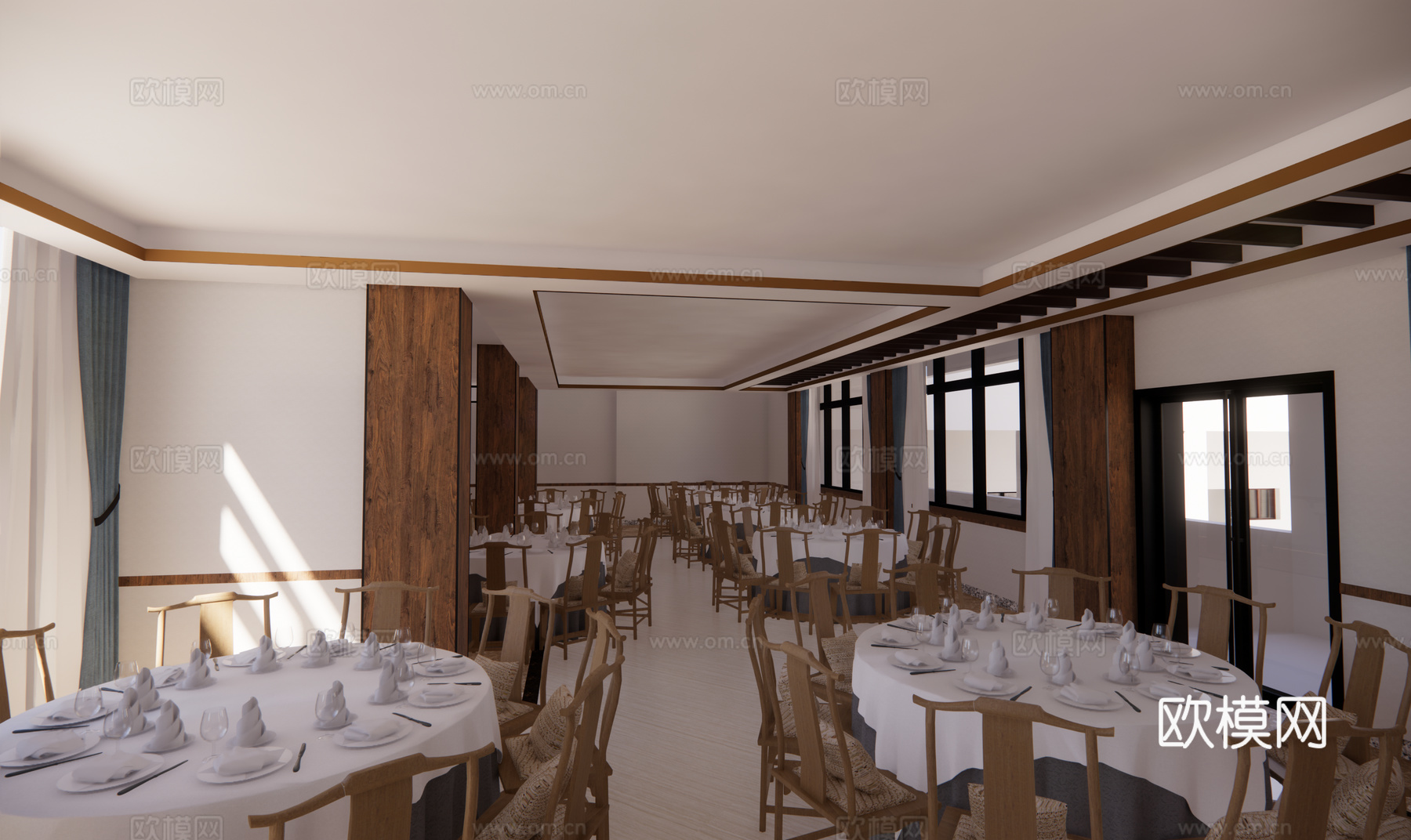 新中式中餐厅su模型