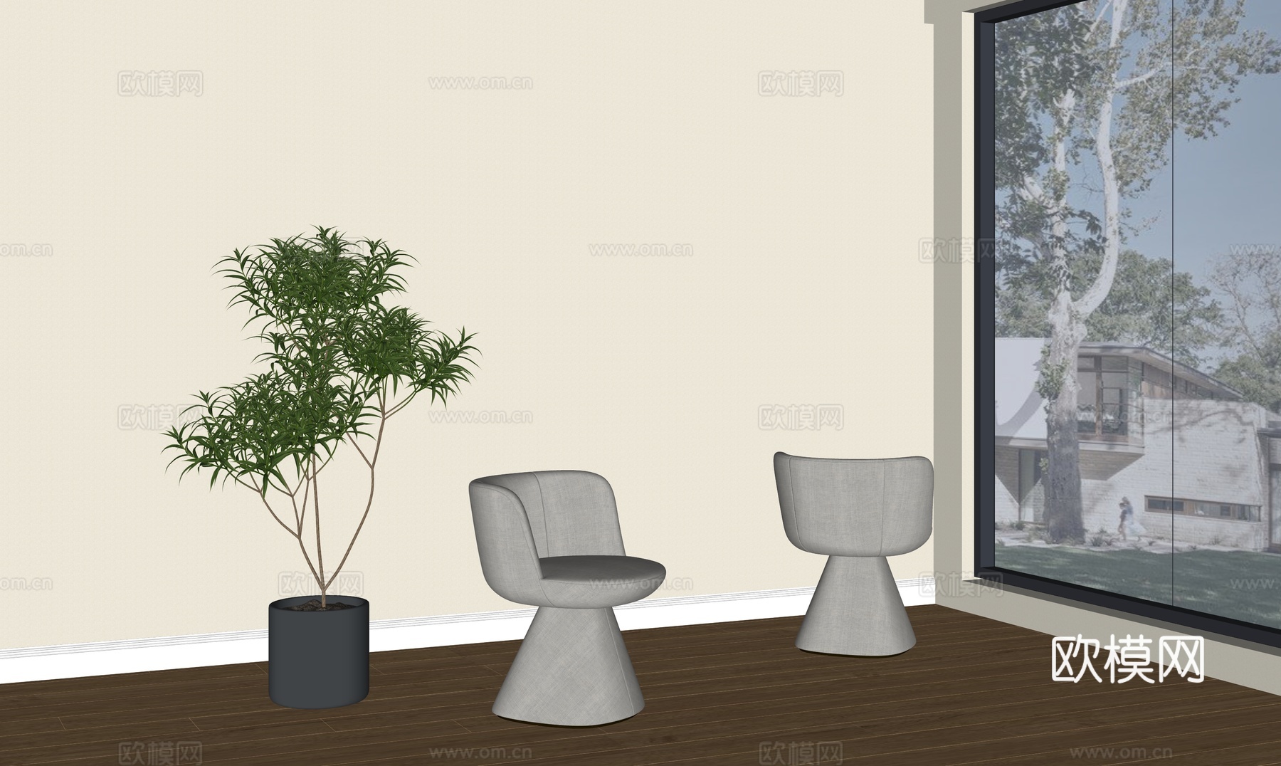 现代休闲椅su模型