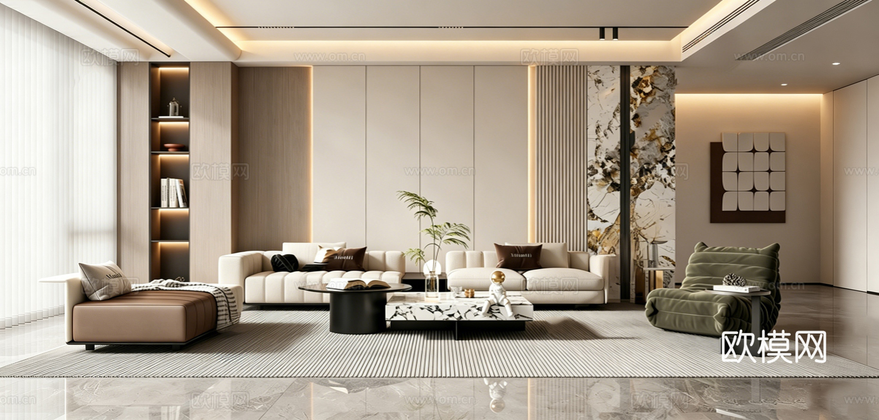 意式 家装 室内简约 轻奢风 格餐厅 客厅 卧室设计su模型