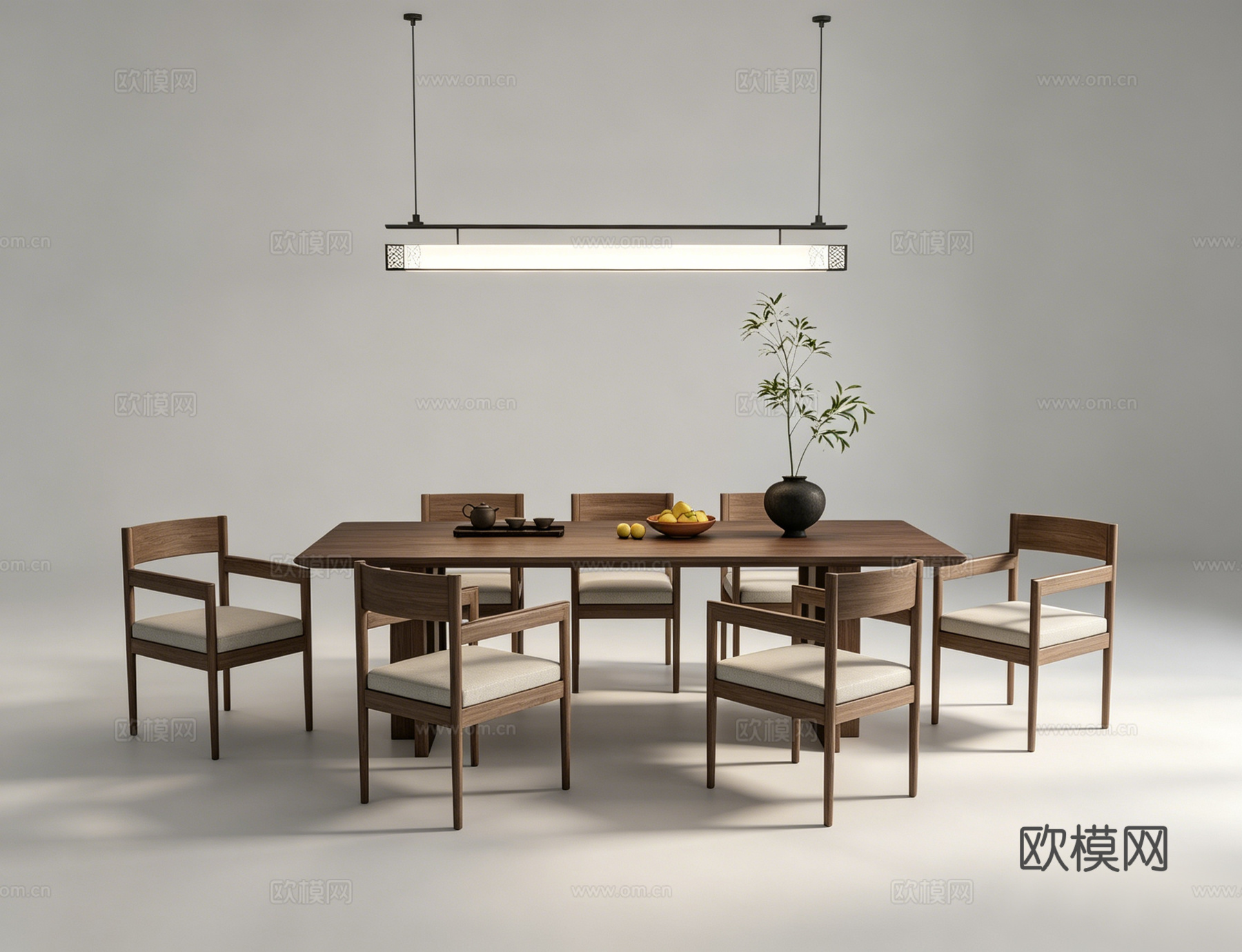 中古风餐桌书桌su模型