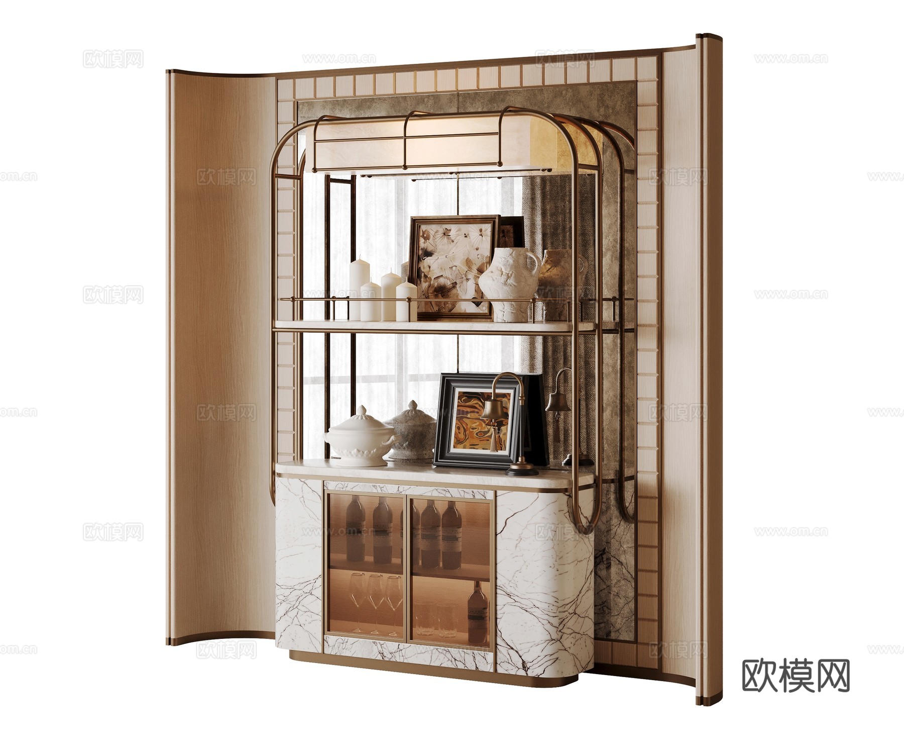意式轻奢餐边柜3d模型