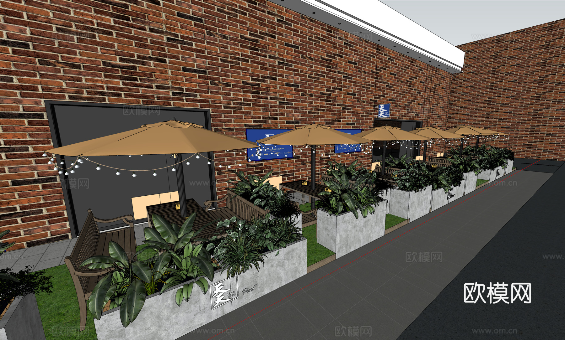 工业复古风商业外摆su模型