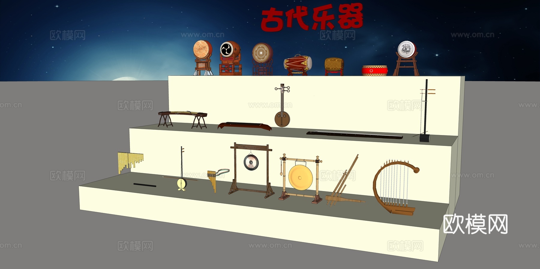 怀旧复古博物馆展示su模型