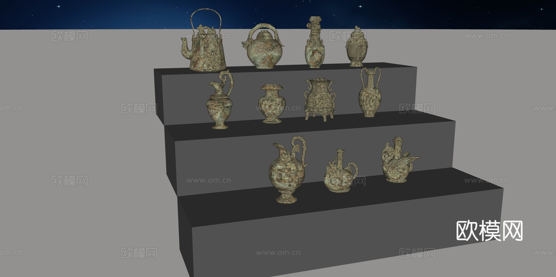 怀旧复古博物馆展示su模型