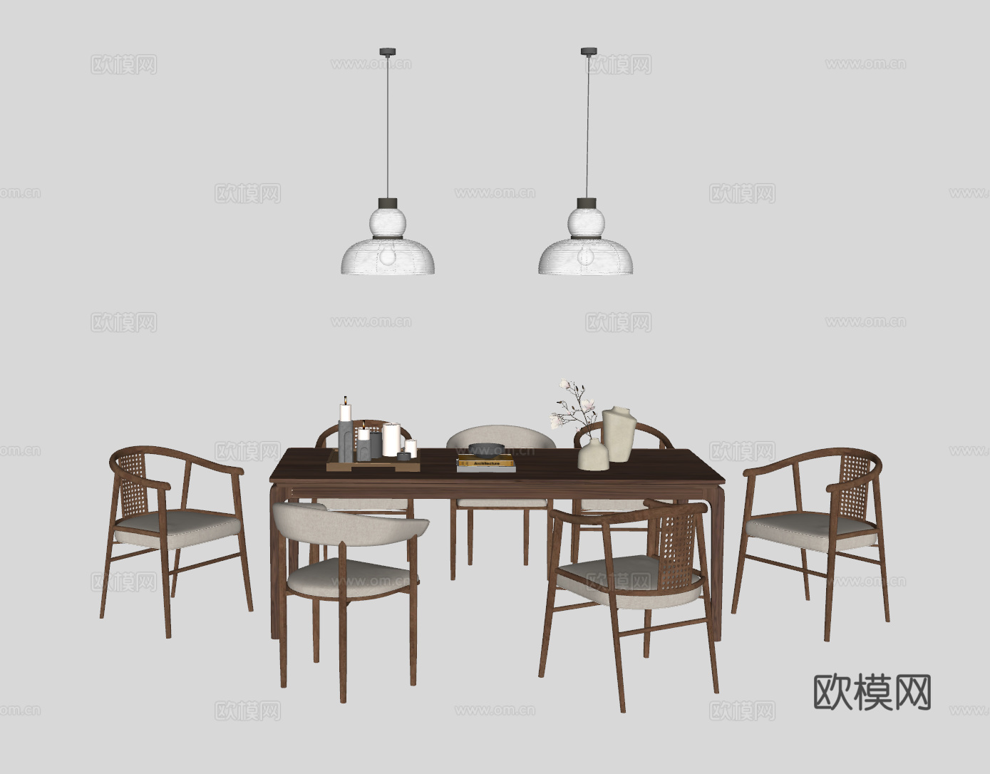 侘寂餐桌书桌su模型